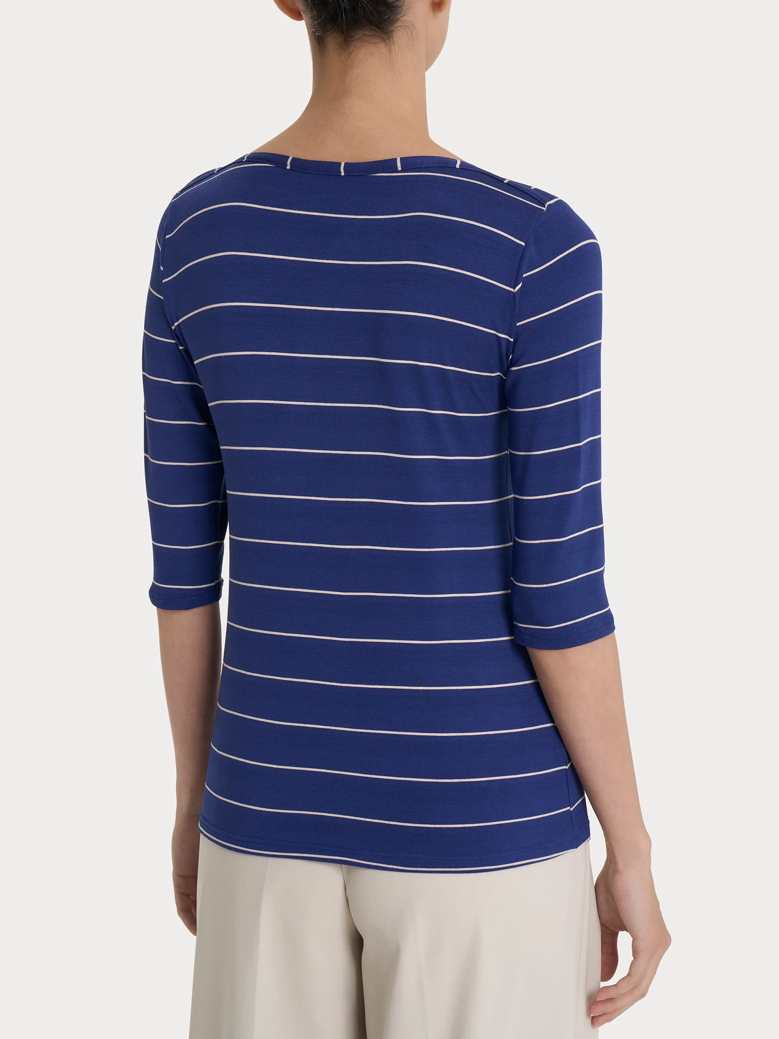 Maglietta skinny con stripes spaziate in Viscosa Summer  - Fant. Blueberry Riga Spaziata - Image 2