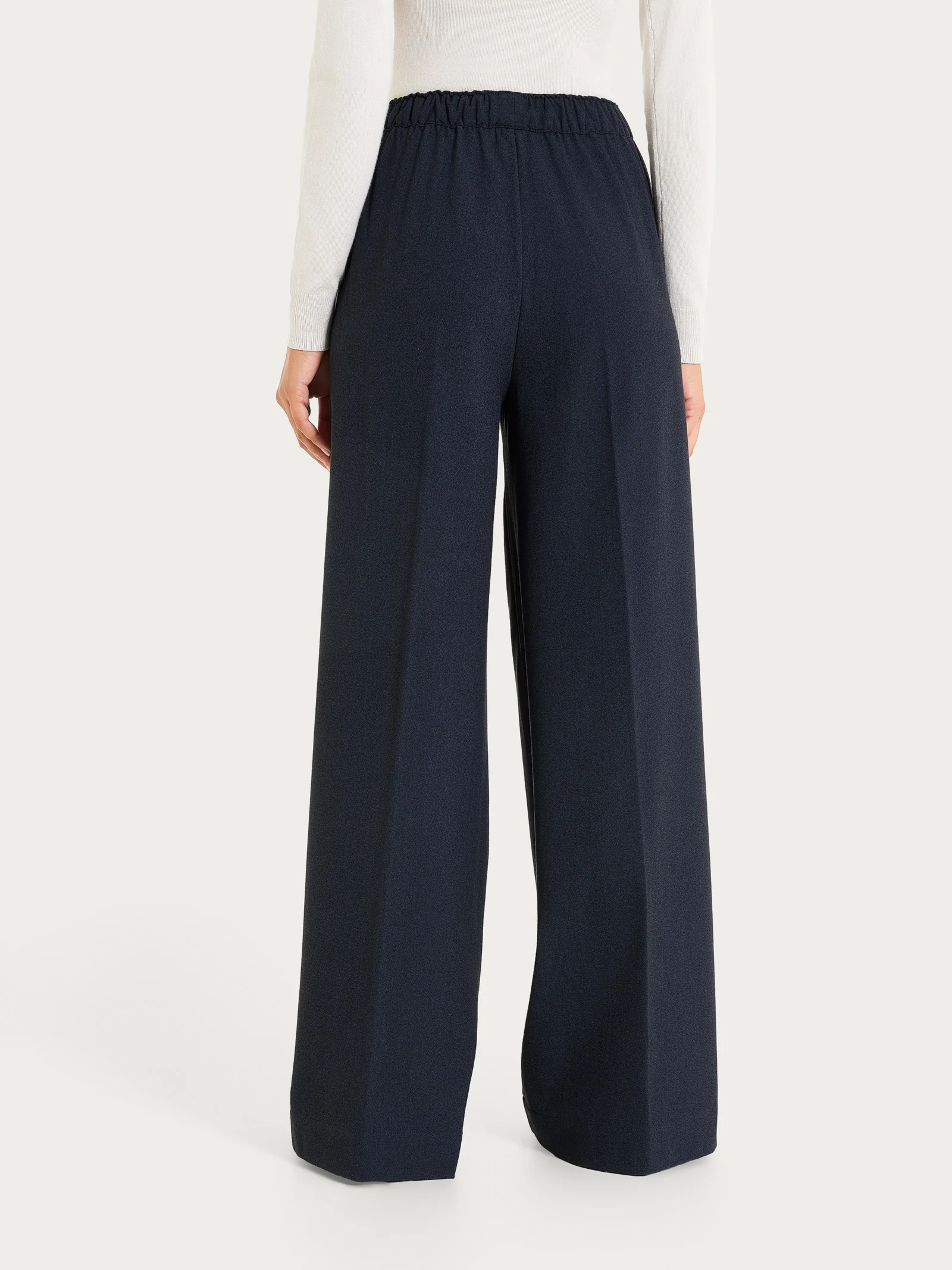 Pantalone a palazzo con tasche e pinces in Flannel Twill - Bleu Mel. - Image 2