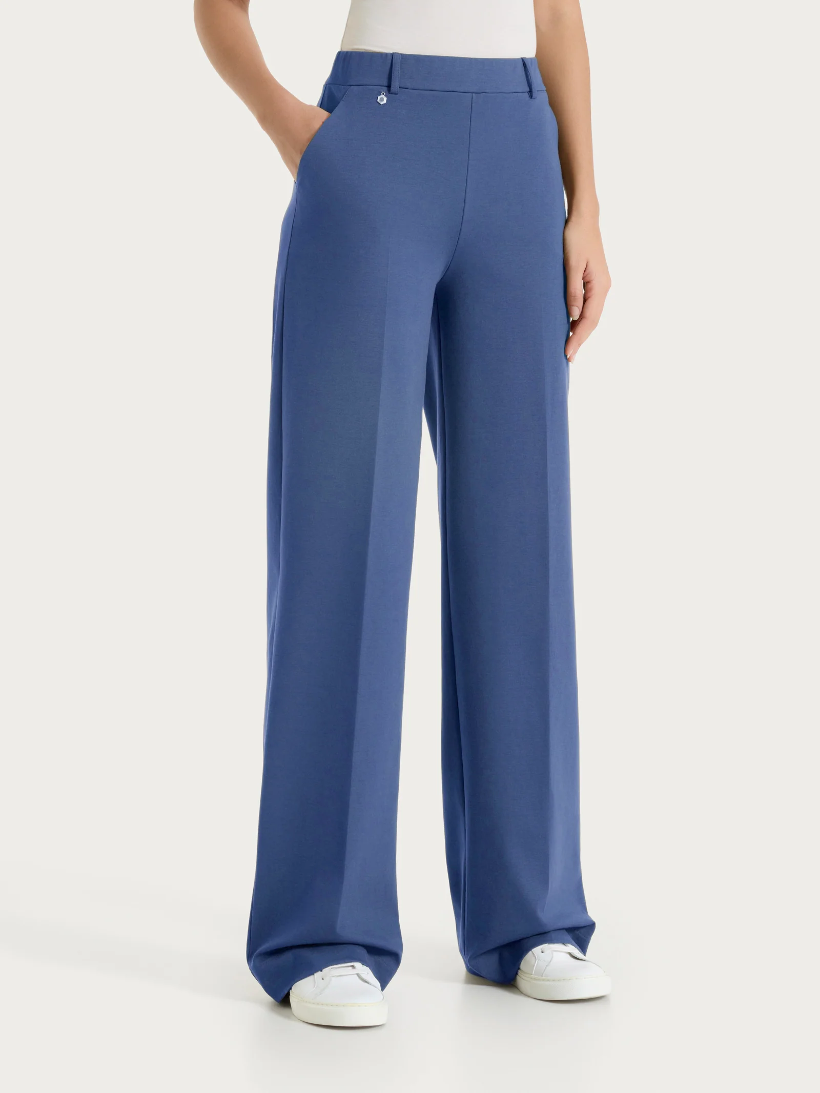 Pantalone a palazzo con tasche in Compact Light - Oceana