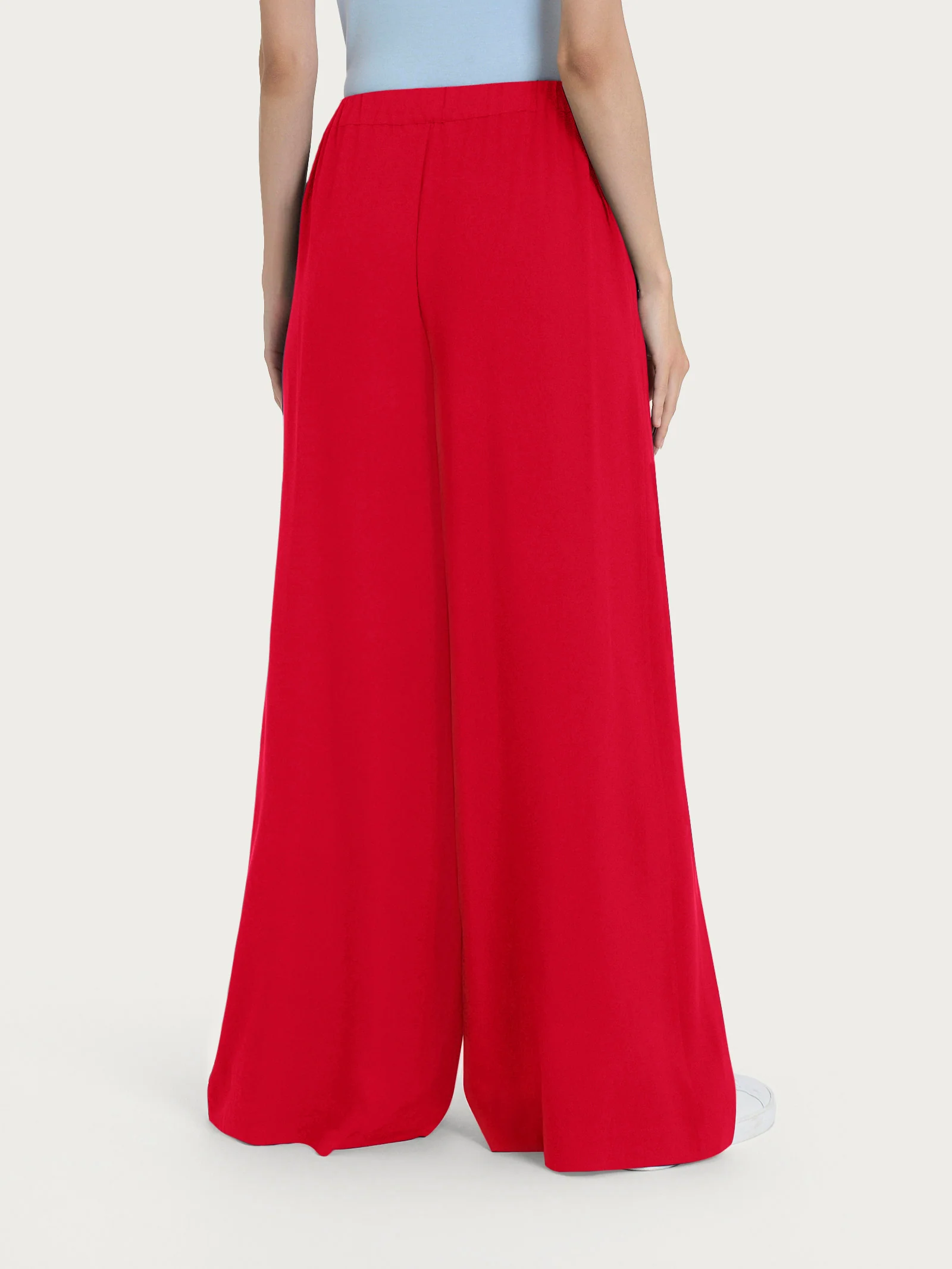 Pantalone a palazzo con tasche in Ecoseta - Salsa - Image 2