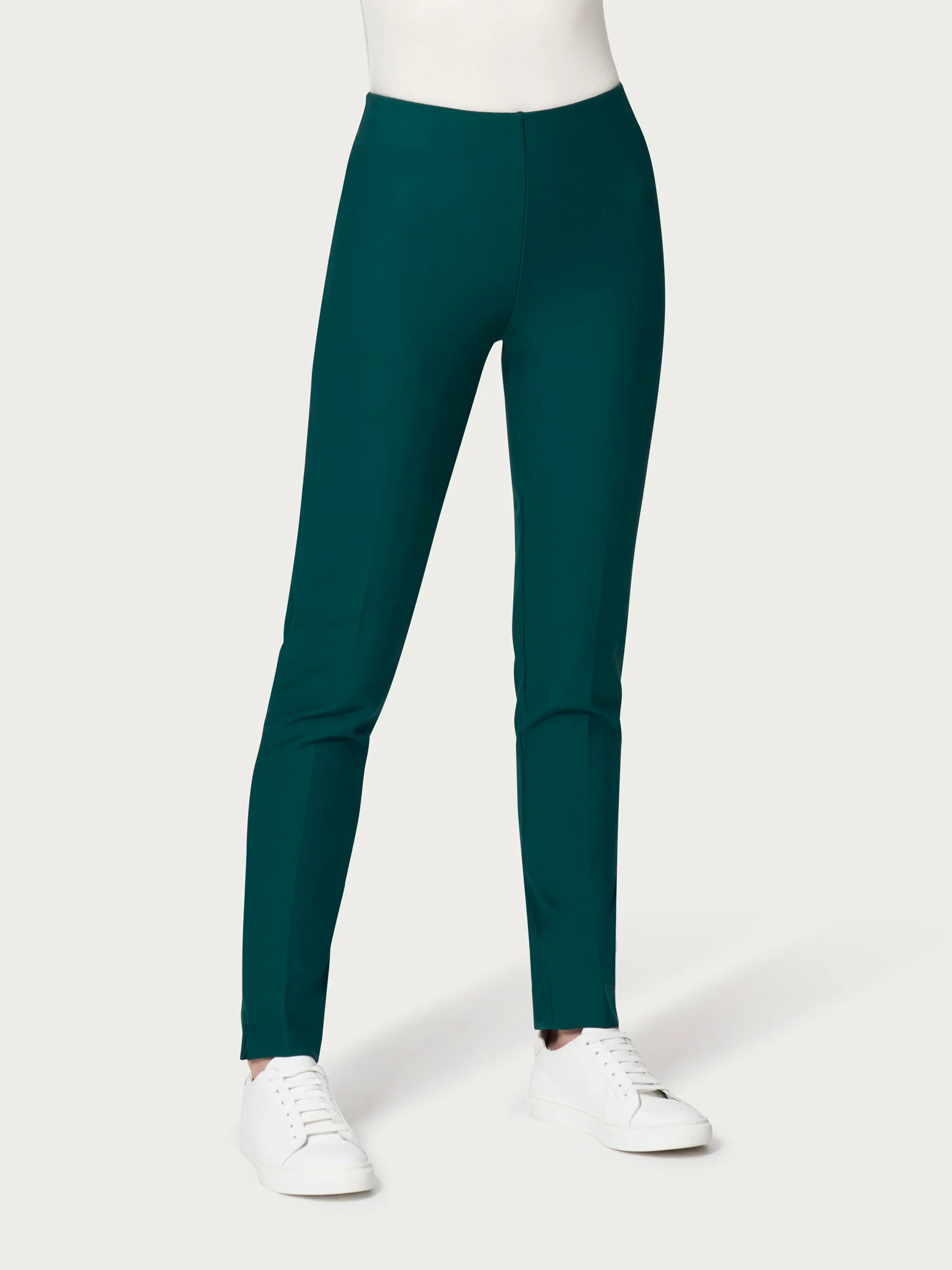 Pantalone a sigaretta con spacchetti in Compact - Rain Forest