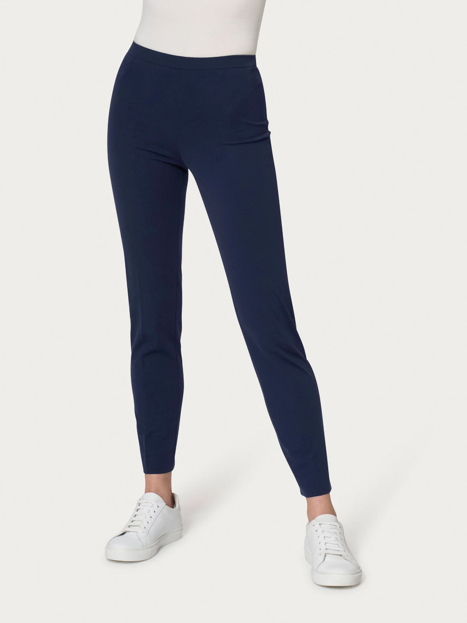 Pantalone a sigaretta con spacchetti in Compact Light - Bleu