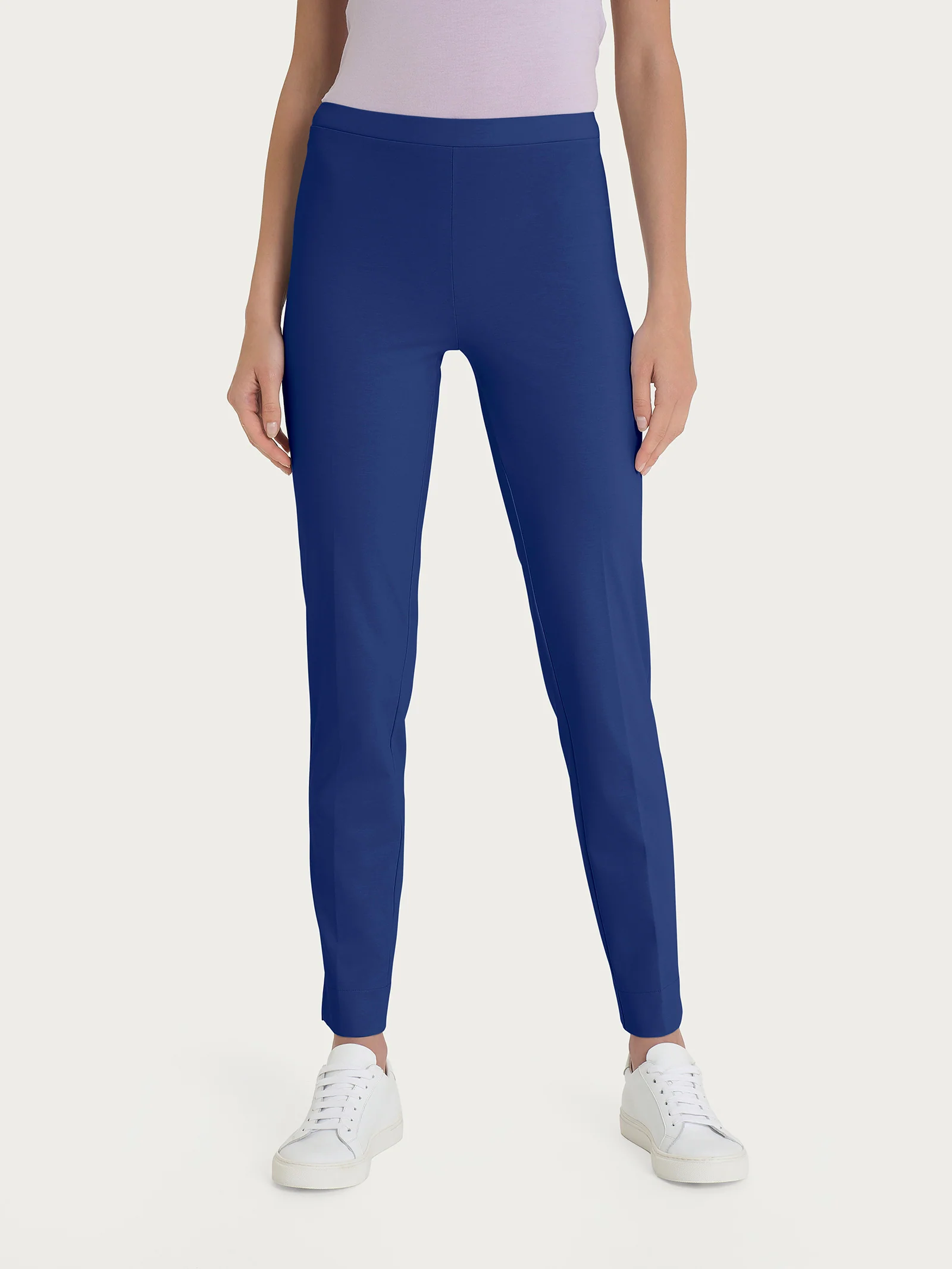 Pantalone a sigaretta con spacchetti in Compact Light - Blueberry