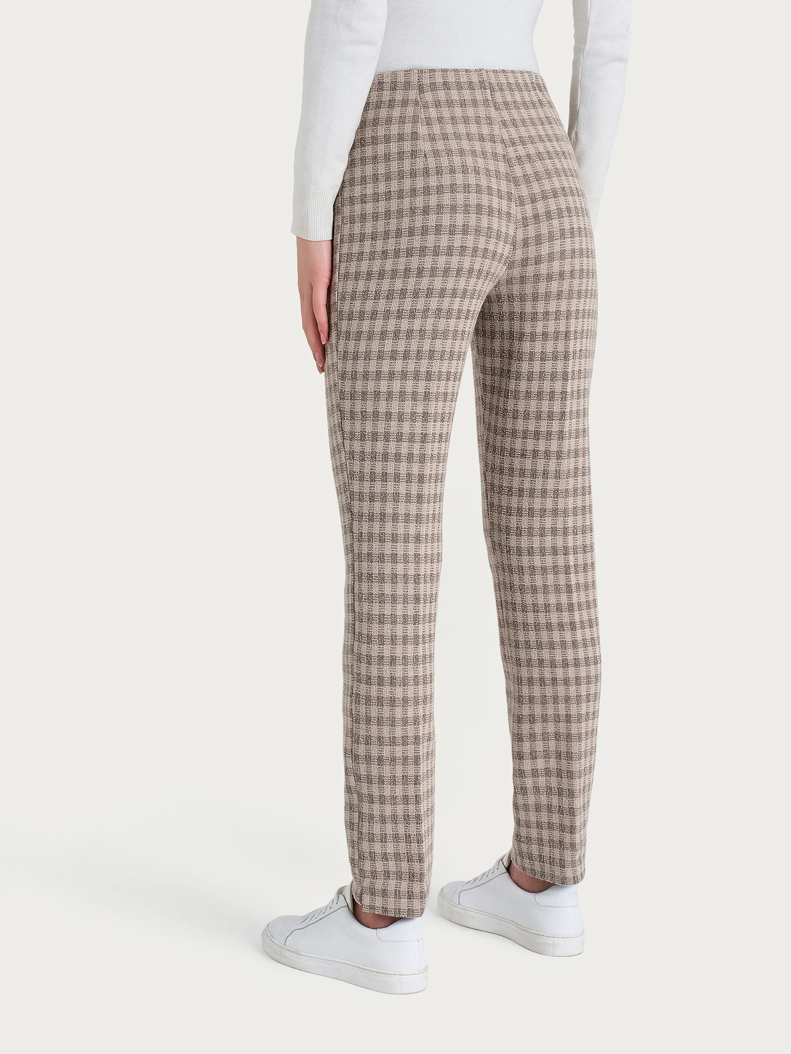 Pantalone a sigaretta con spacchetti in Eco Jacquard misto lana - Fant. Pine Bark - Image 2