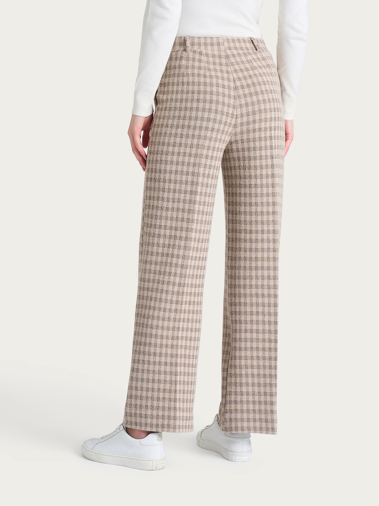 Pantalone ampio alla caviglia in Eco Jacquard misto lana - Fant. Pine Bark - Image 2