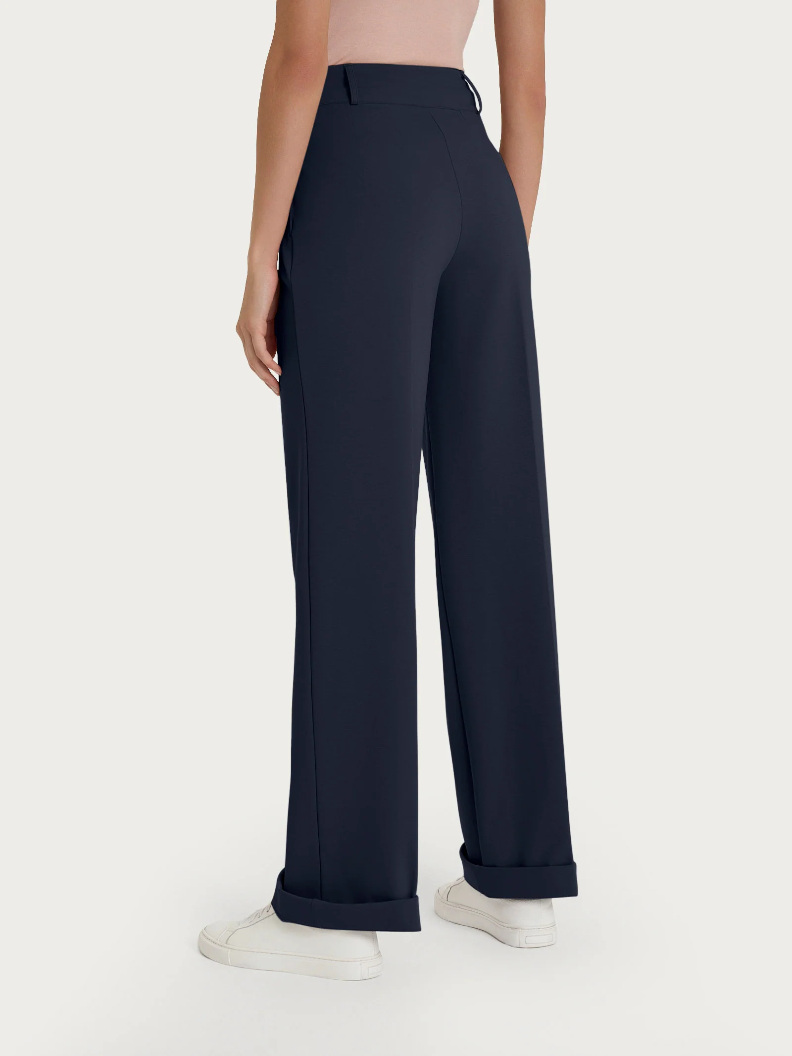Pantalone ampio con tasche e pinces in Compact Light - Bleu - Image 2