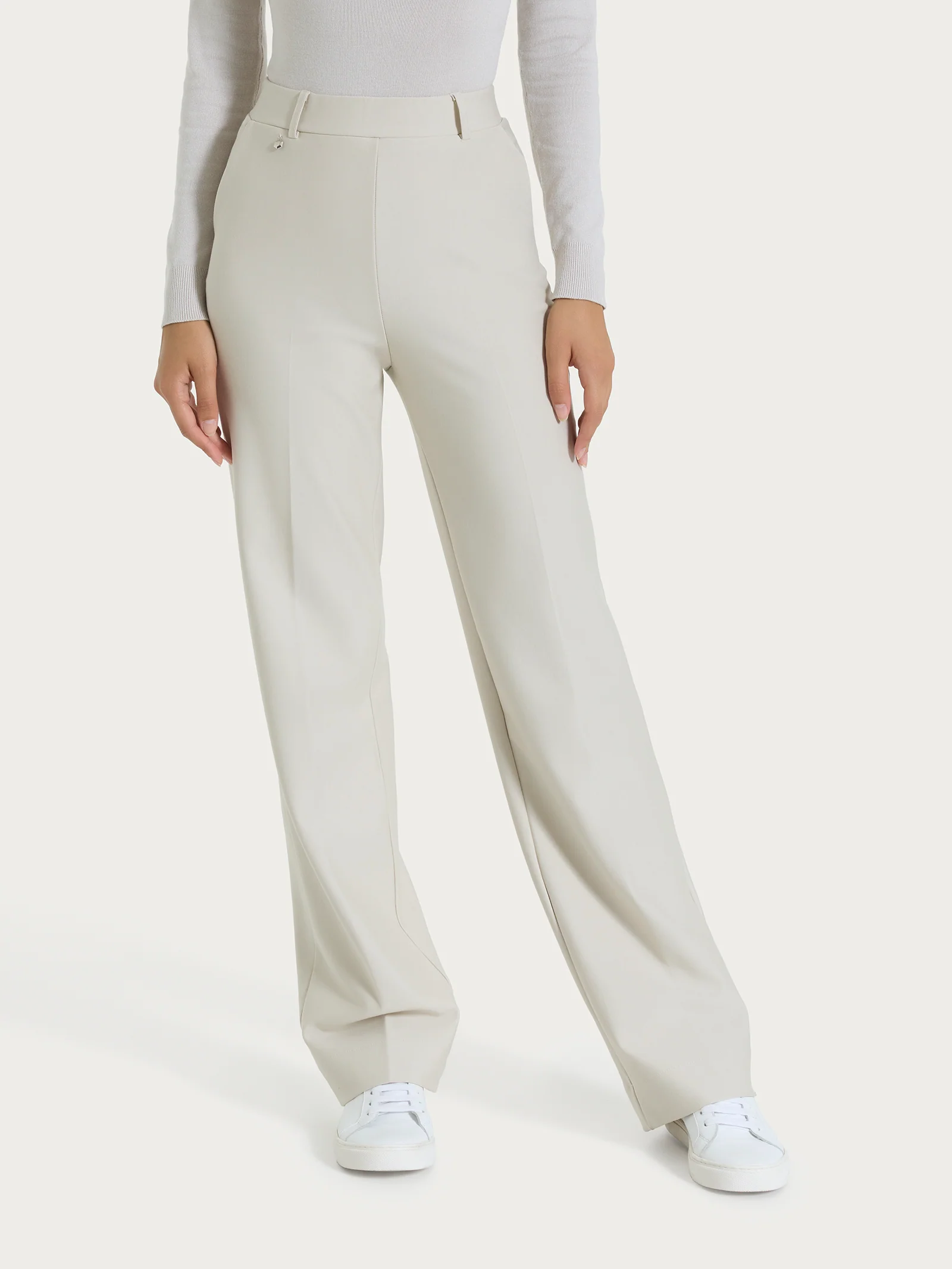 Pantalone ampio con tasche in Compact - Champignon