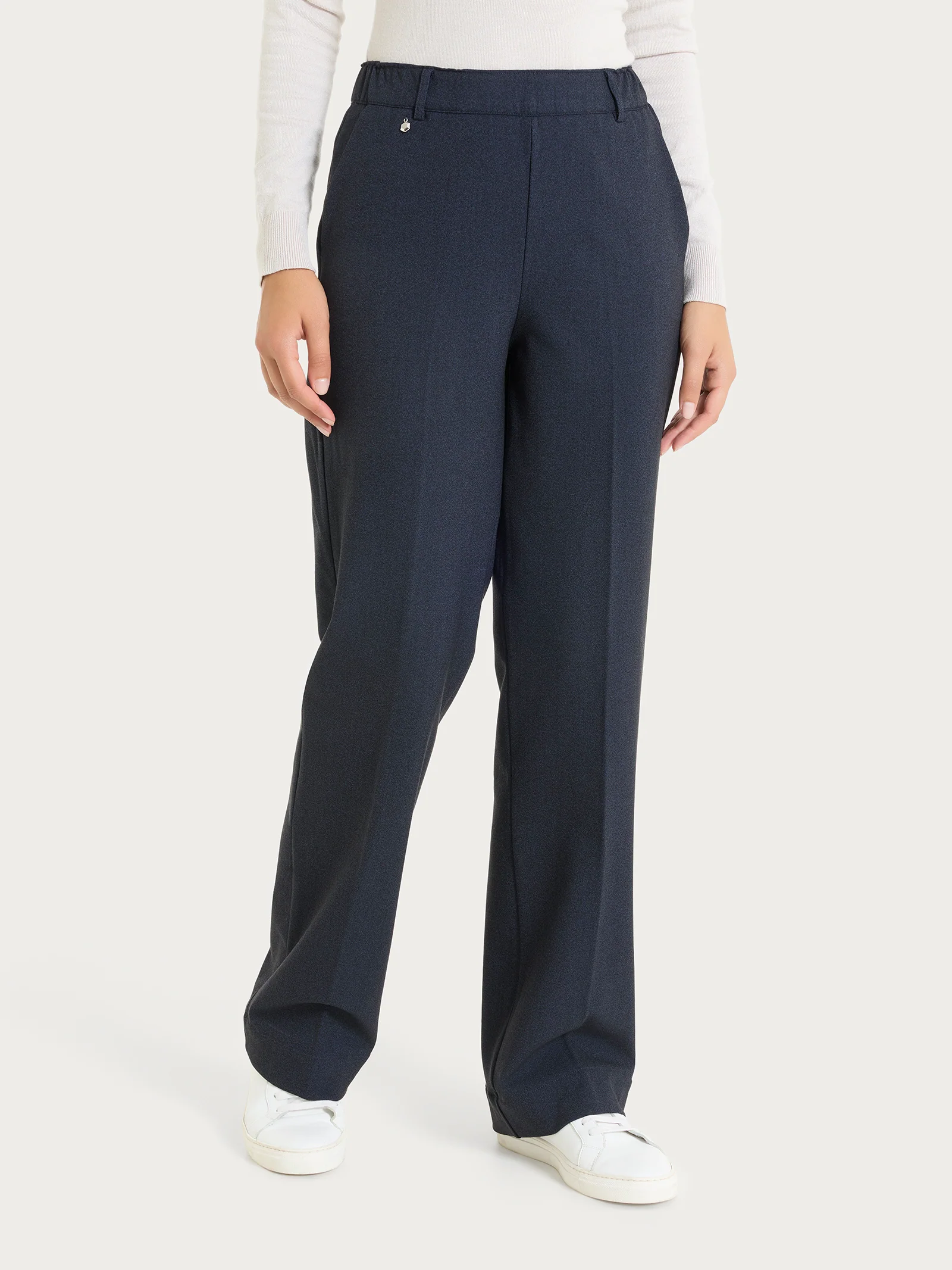 Pantalone ampio con tasche in Flannel Twill - Bleu Mel.