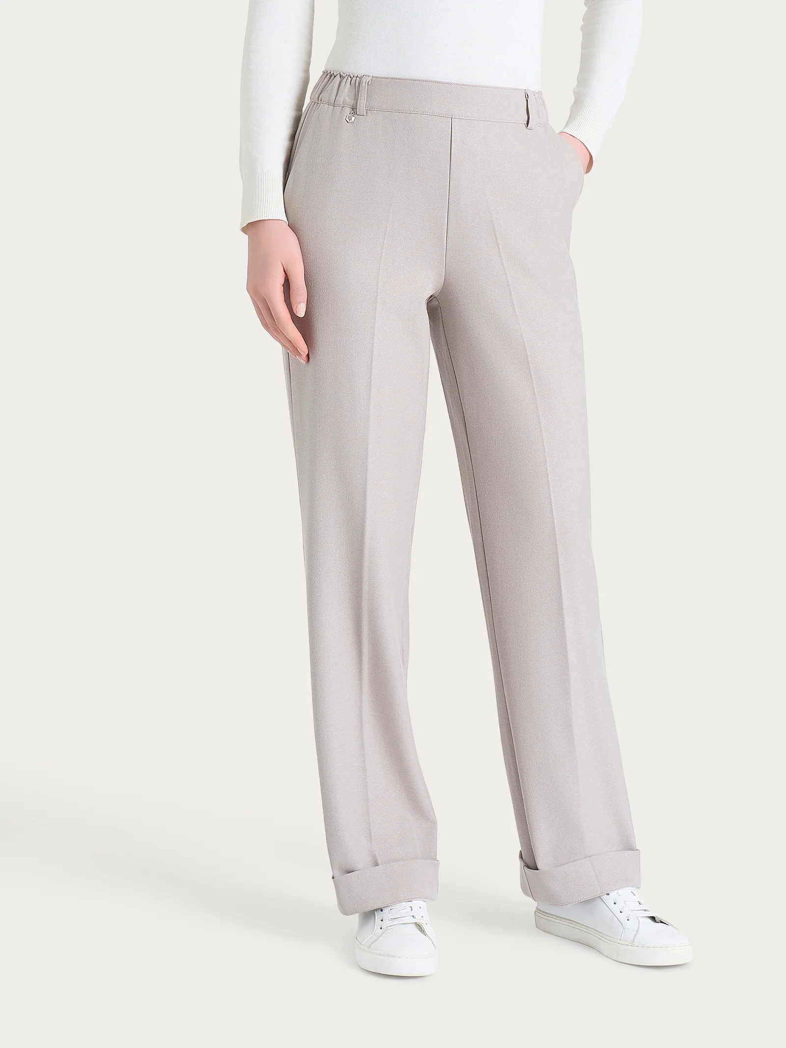 Pantalone ampio con tasche in Flannel Twill - Nude - Image 2