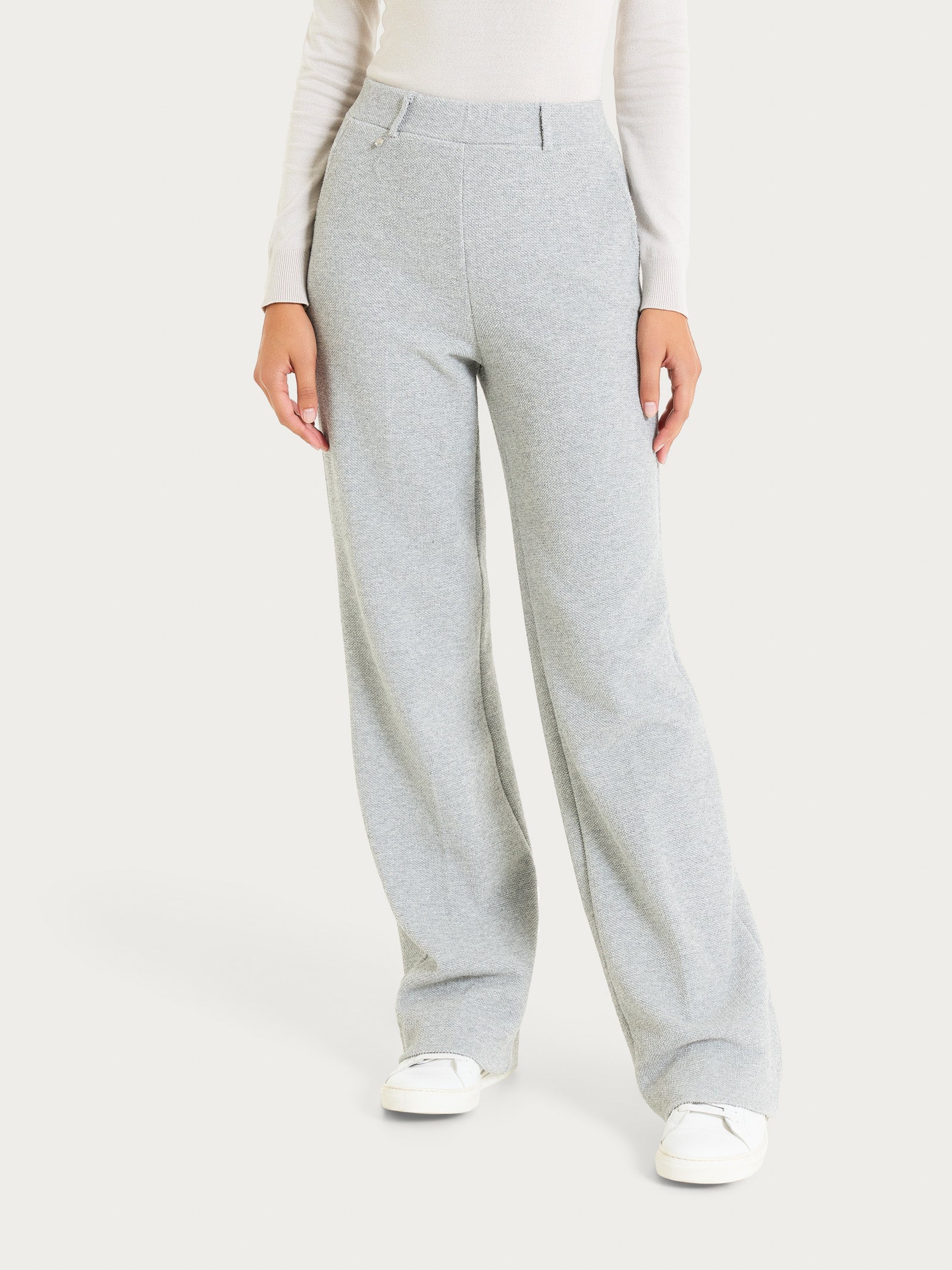 Pantalone ampio con tasche in Japanese Fleece - Grigio Mel.