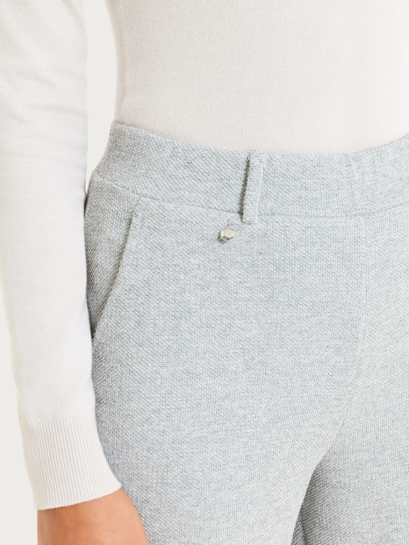 Pantalone ampio con tasche in Japanese Fleece - Grigio Mel. - Image 3