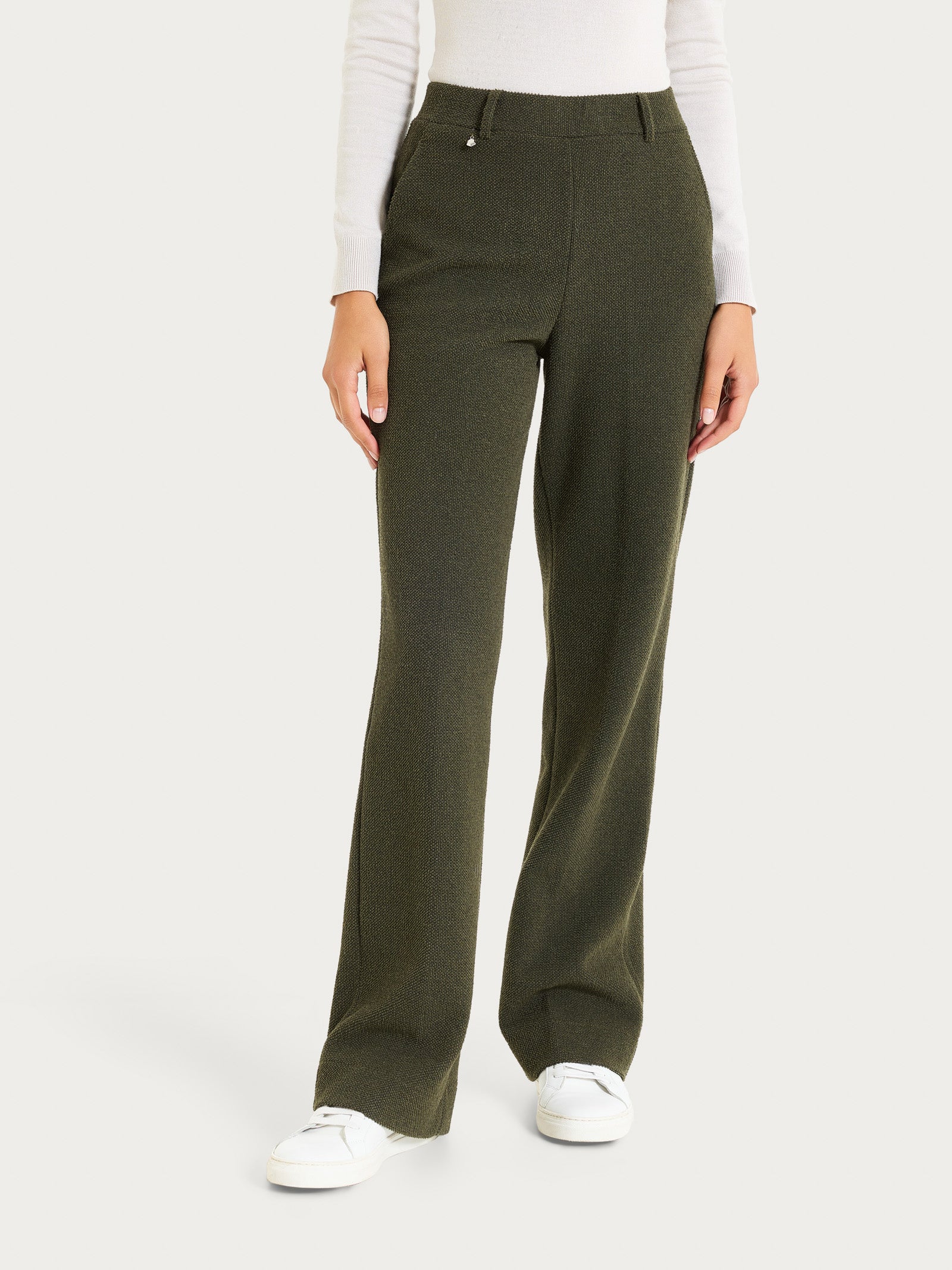 Pantalone ampio con tasche in Japanese Fleece - Dark Olive