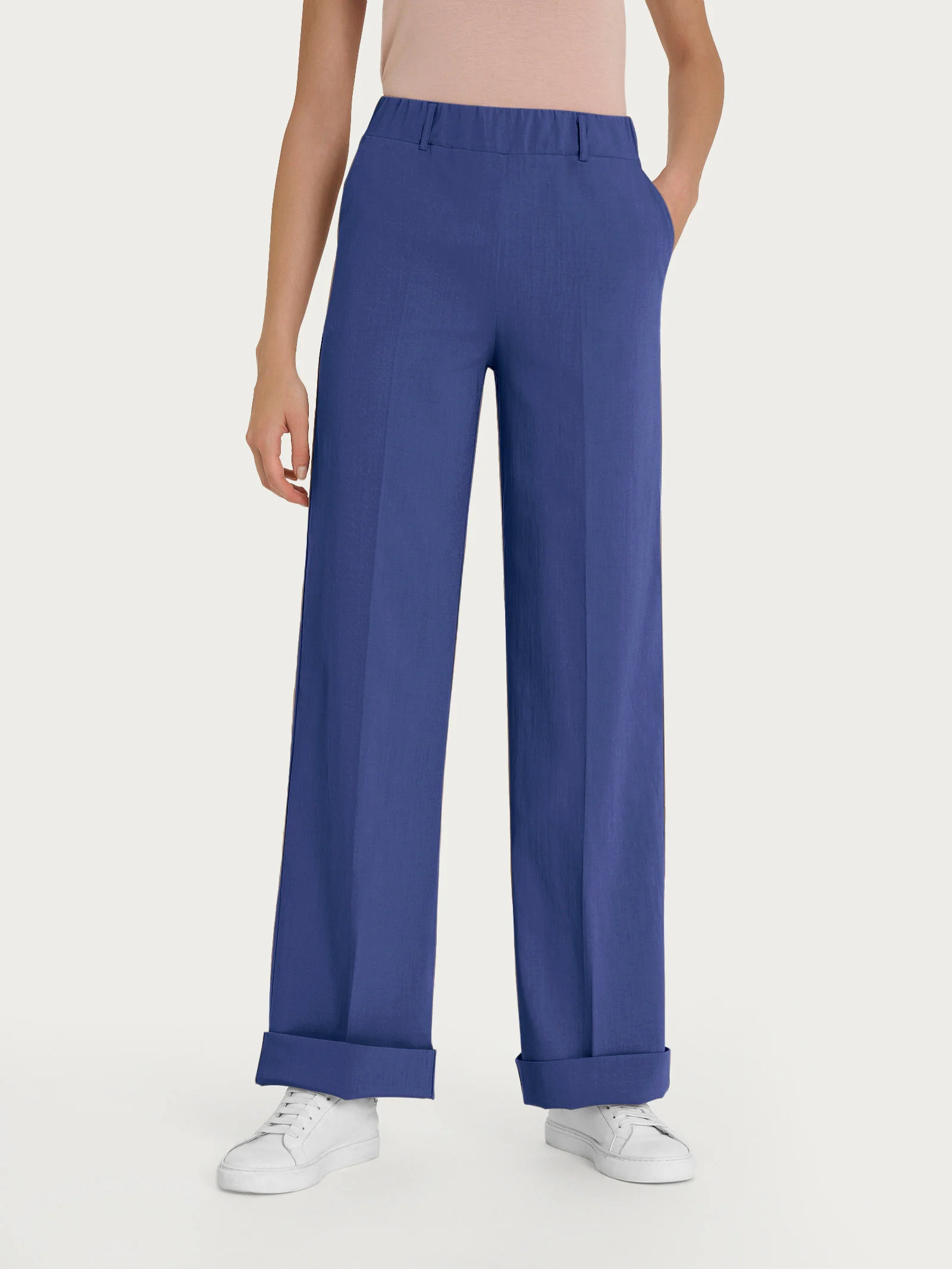 Pantalone ampio con tasche in Super Natural - Skipper Blue