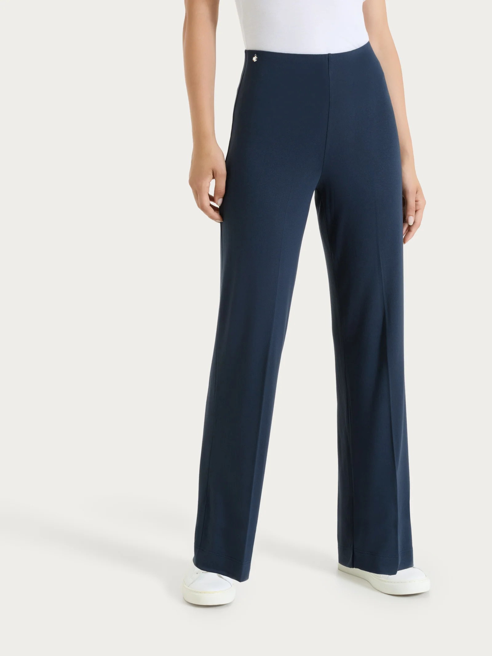 Pantalone ampio in jersey di viscosa crêpe - Bleu