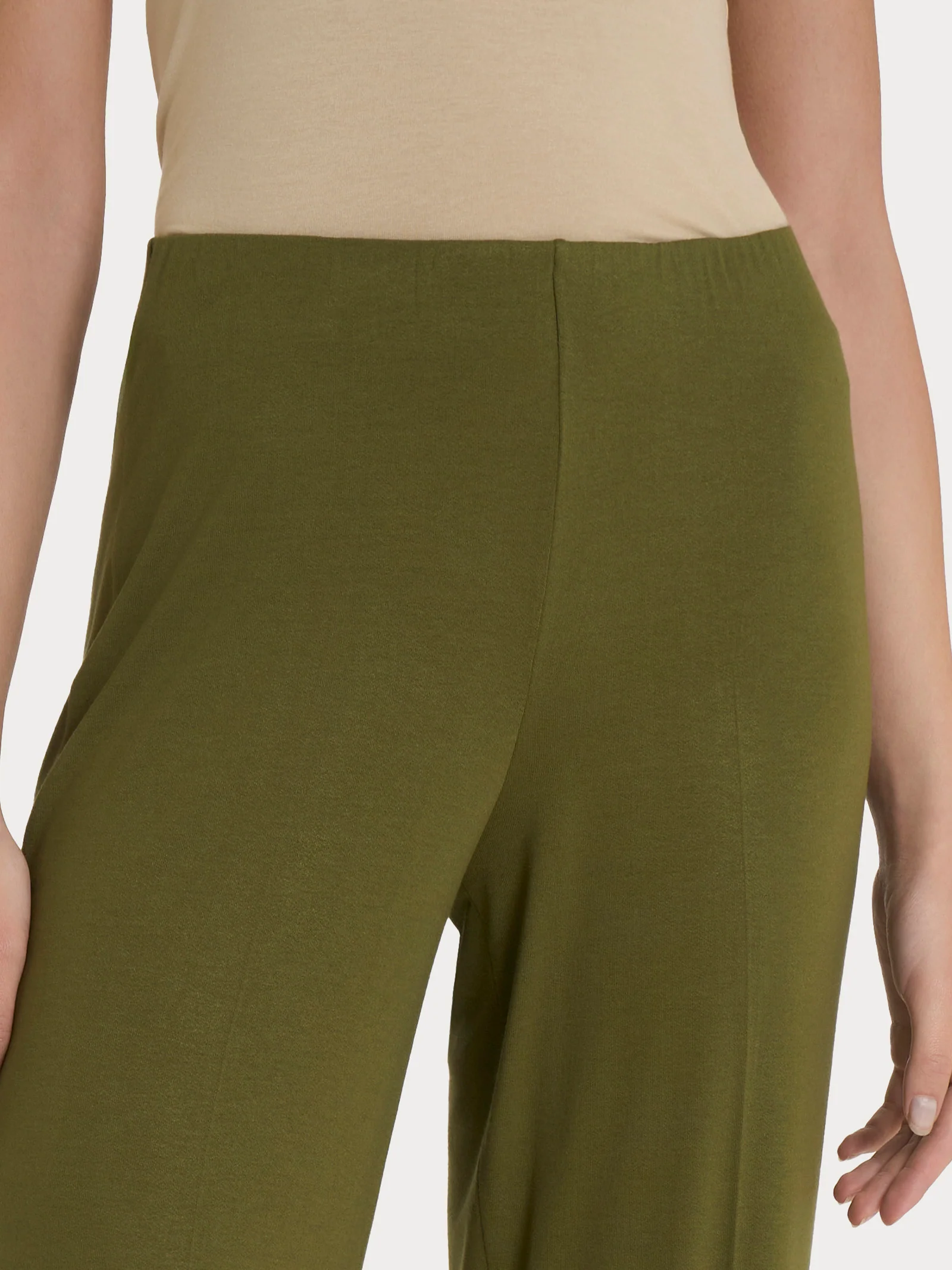 Pantalone ampio in jersey di viscosa crêpe - Sphagnum - Image 3