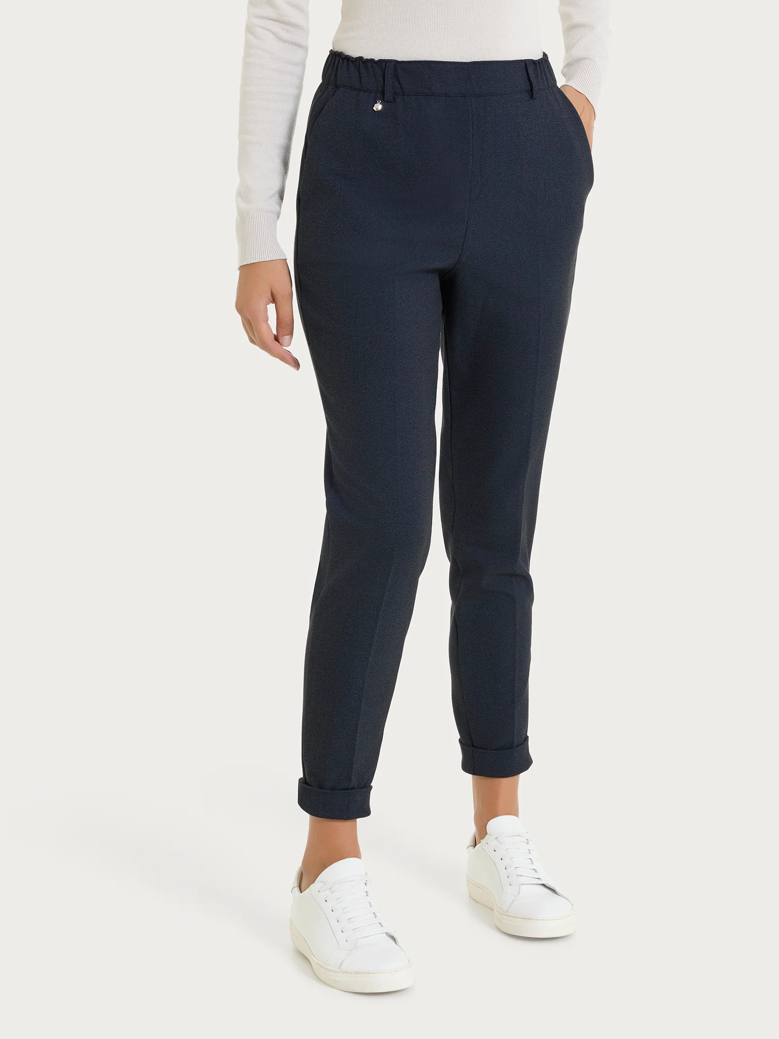 Pantalone chino slim con tasche in Flannel Twill - Bleu Mel. - Image 2