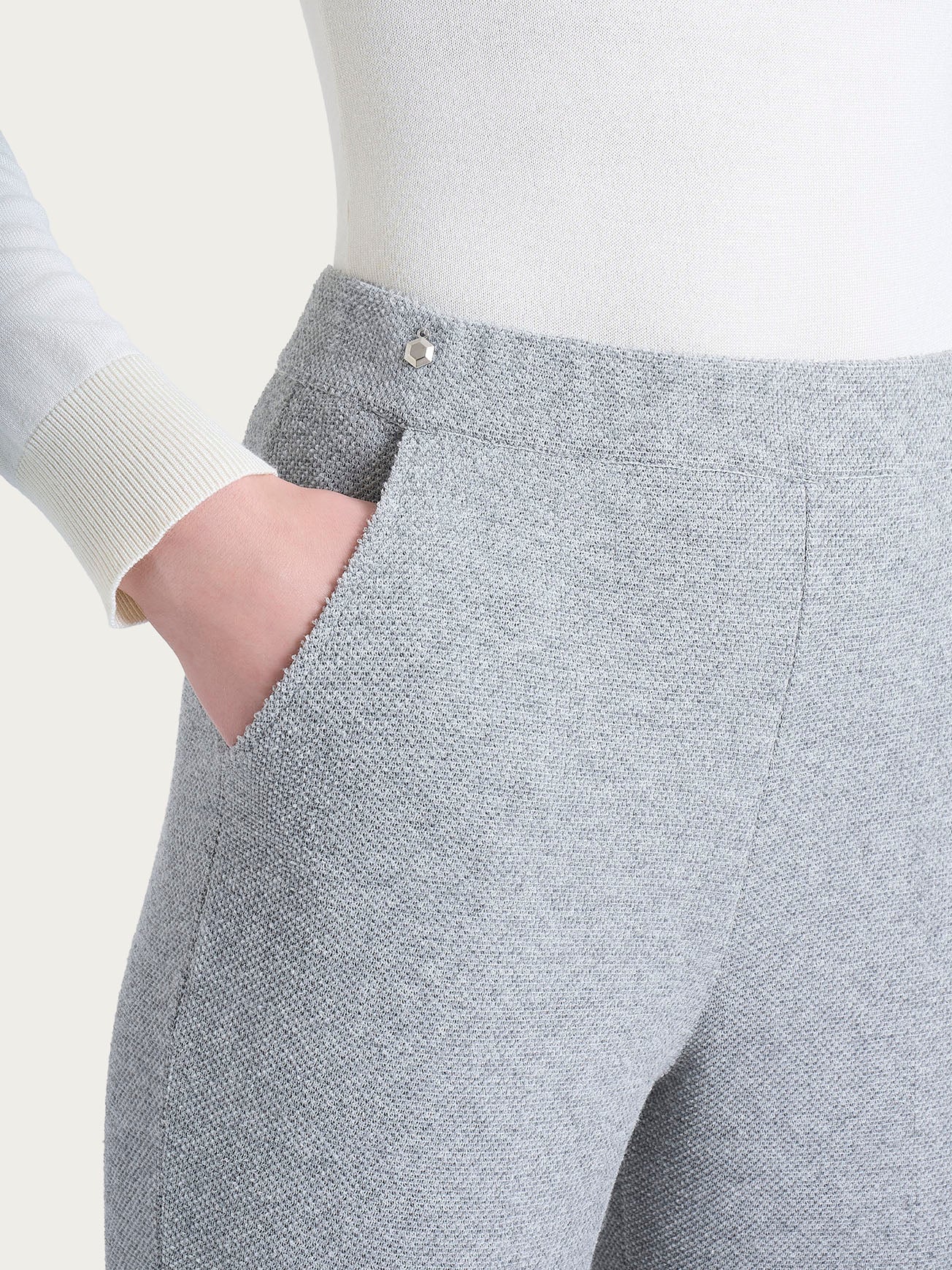 Pantalone chino slim con tasche in Japanese Fleece - Grigio Mel. - Image 3