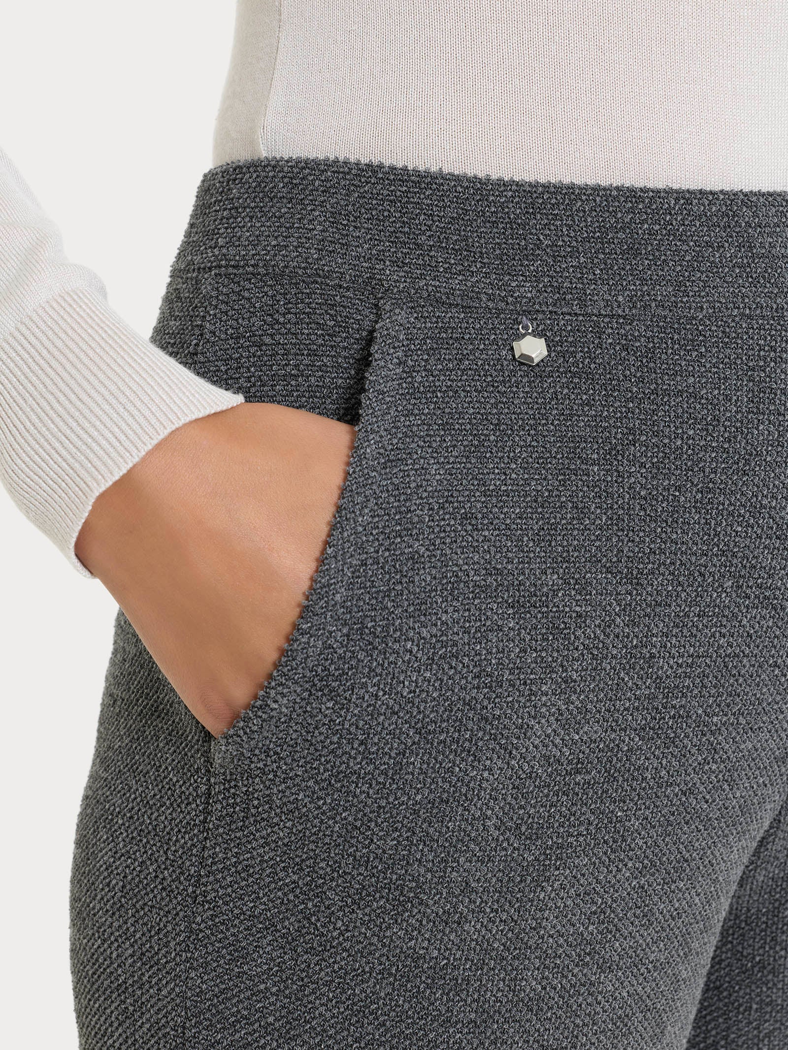 Pantalone chino slim con tasche in Japanese Fleece - Ardesia Mel. - Image 5