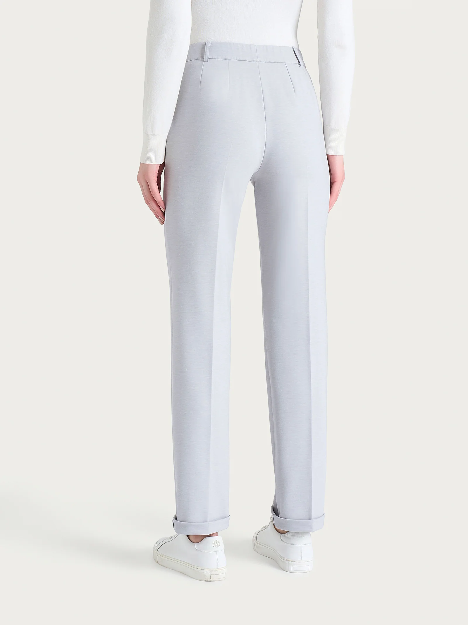 Pantalone dritto con tasche in Cashmere Compact - Ghiaia Mel. - Image 6
