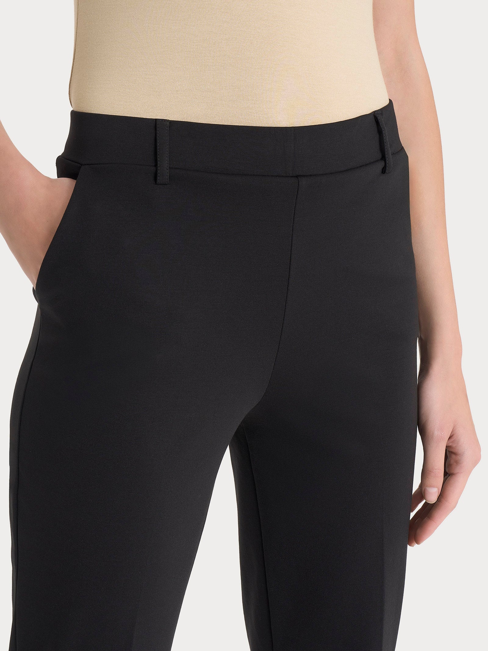 Pantalone dritto con tasche in Compact Light - Nero - Image 3