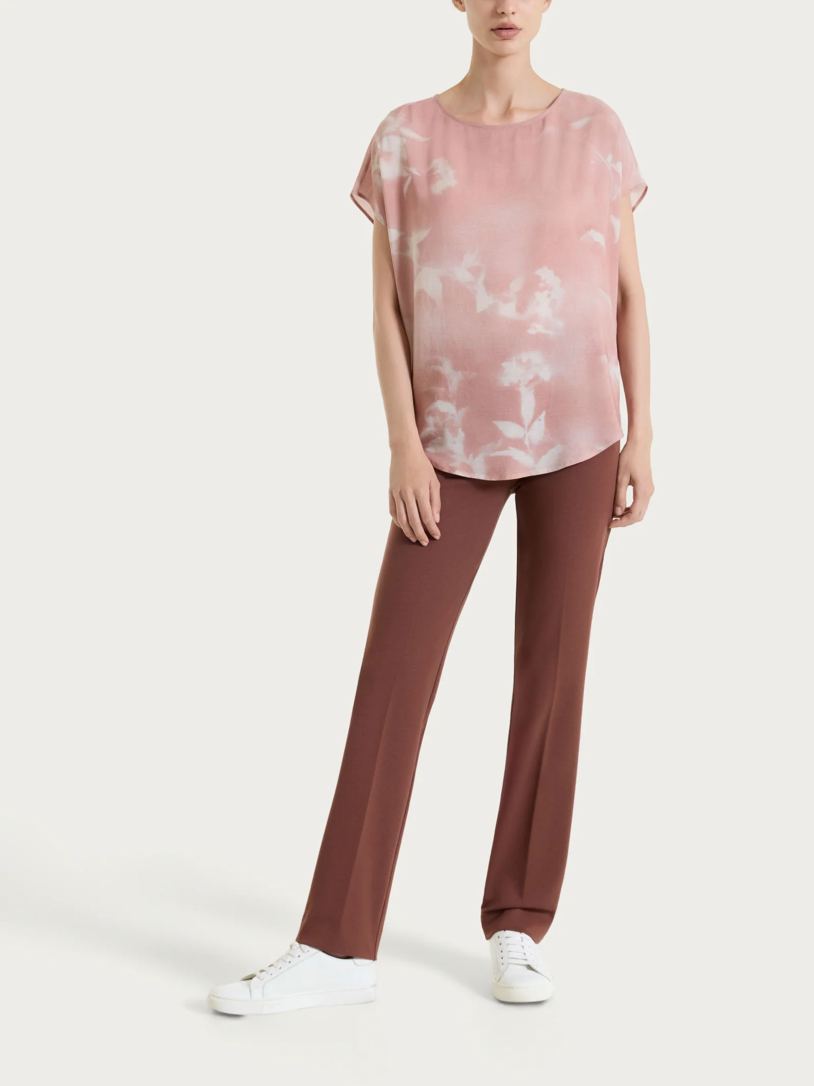 Pantalone dritto con tasche in Compact Light - Cappuccino - Image 5