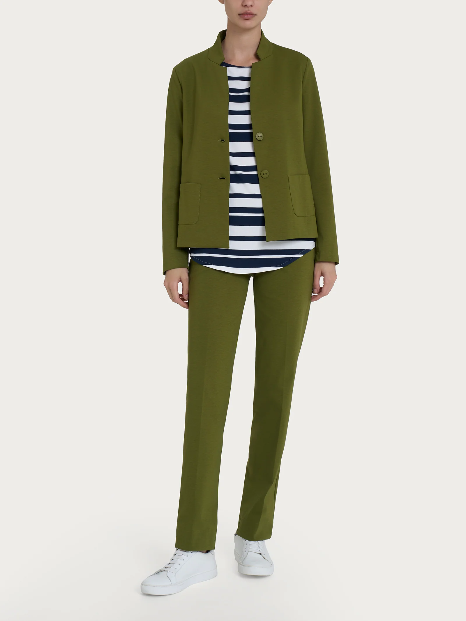 Pantalone dritto con tasche in Compact Light - Sphagnum - Image 4