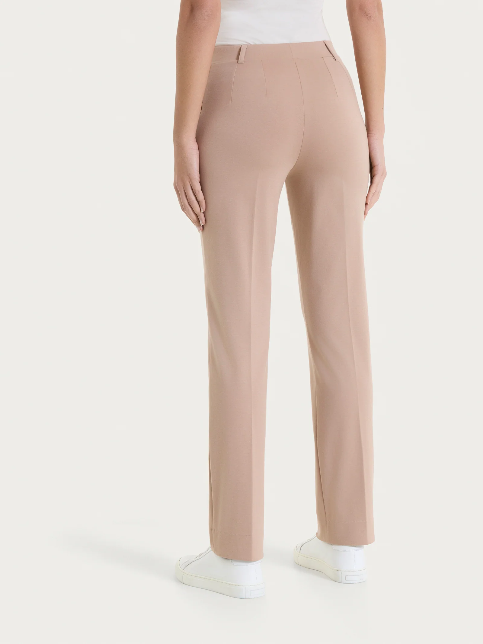 Pantalone dritto con tasche in Compact Light - Warm Taupe - Image 4