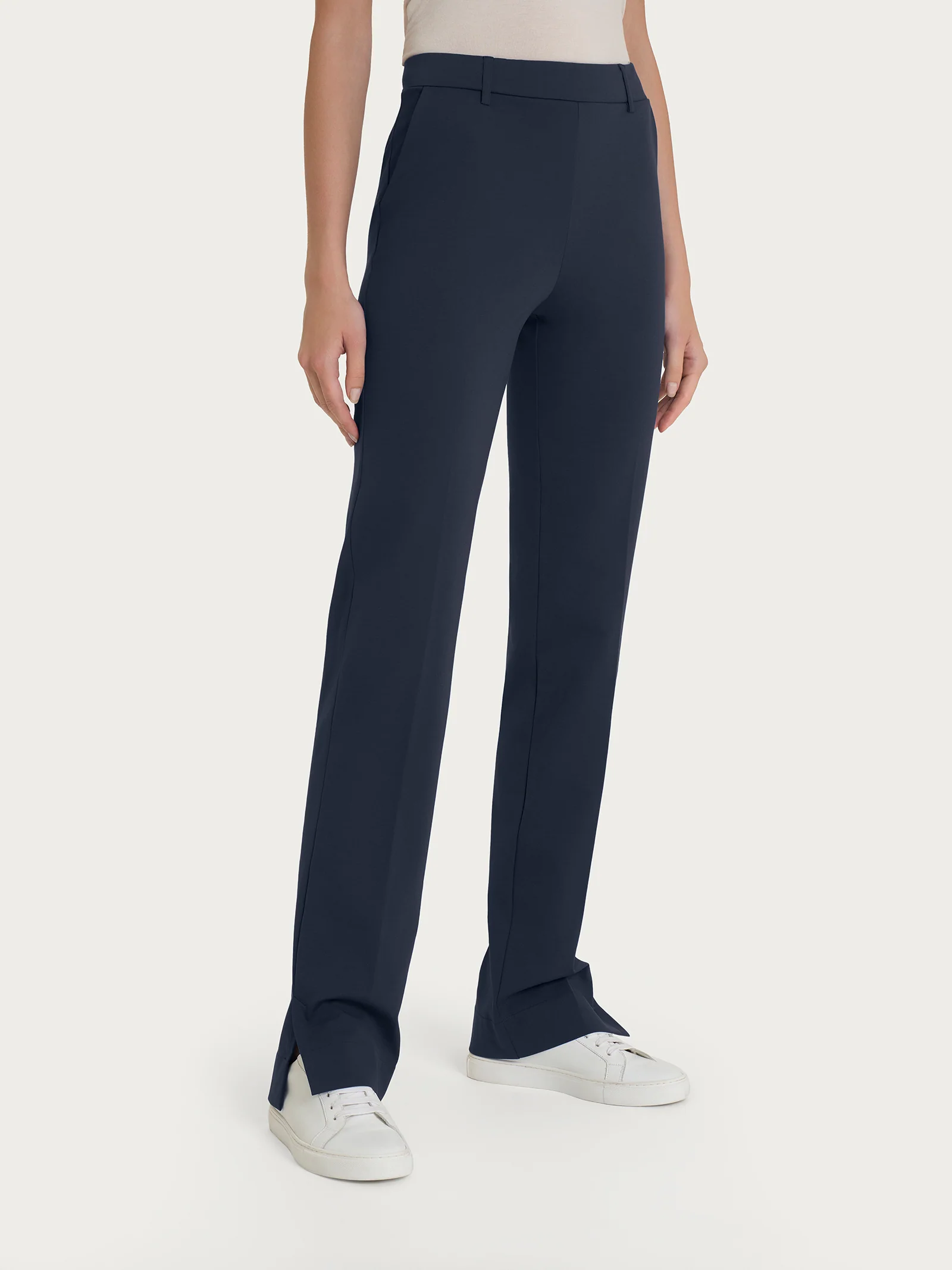Pantalone dritto con tasche in Compact Light - Bleu
