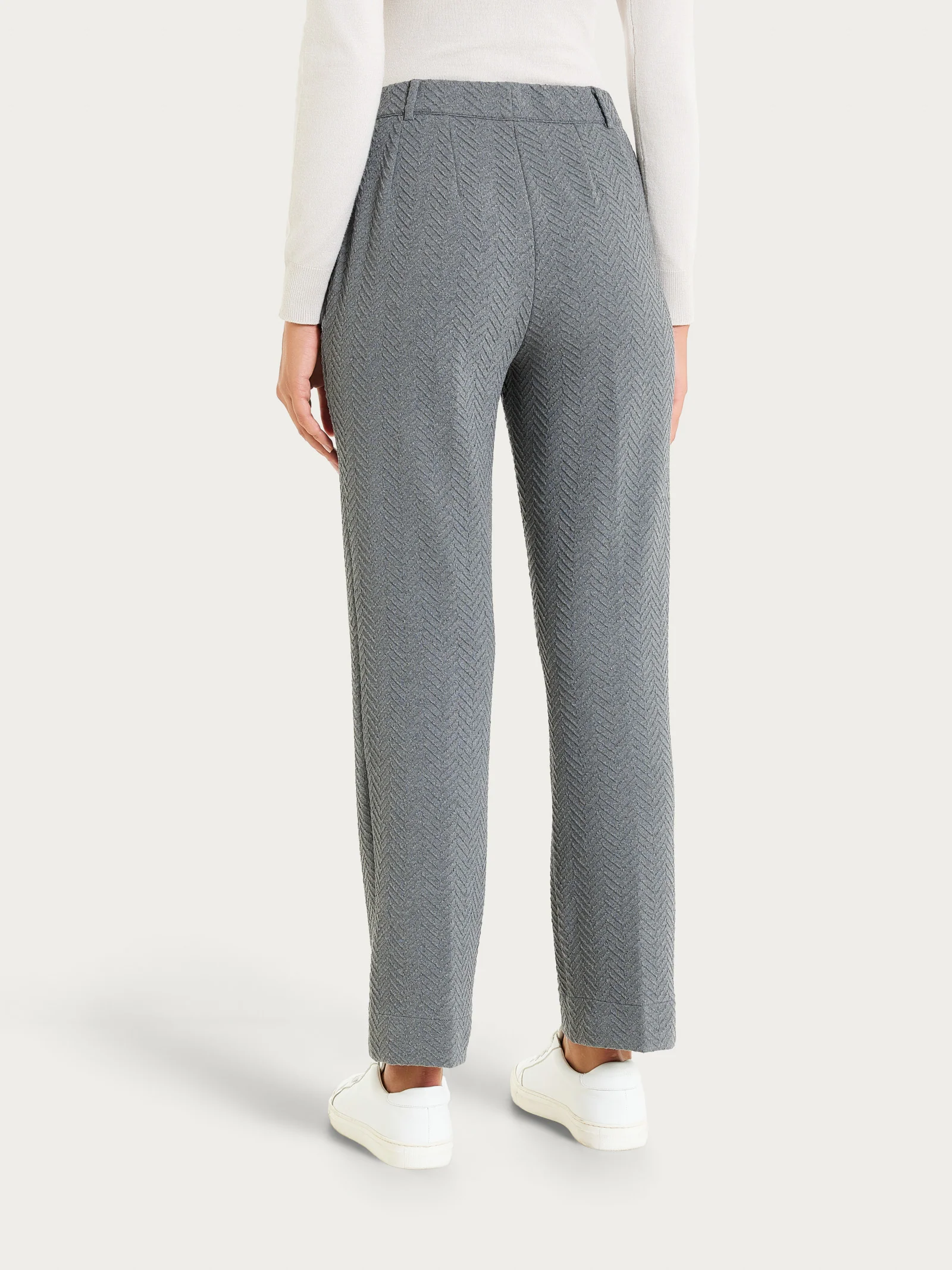 Pantalone dritto con tasche in Eco Jacquard - Grigio Mel. - Image 4