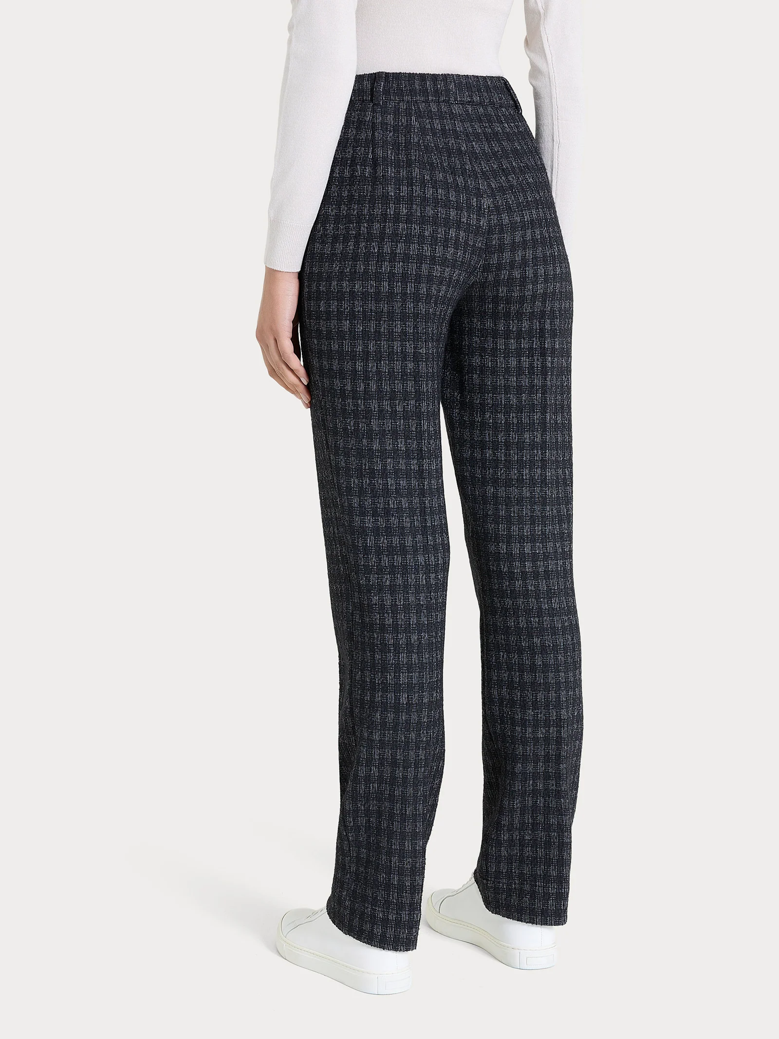 Pantalone dritto con tasche in Eco Jacquard misto lana - Fant.Nero - Image 3
