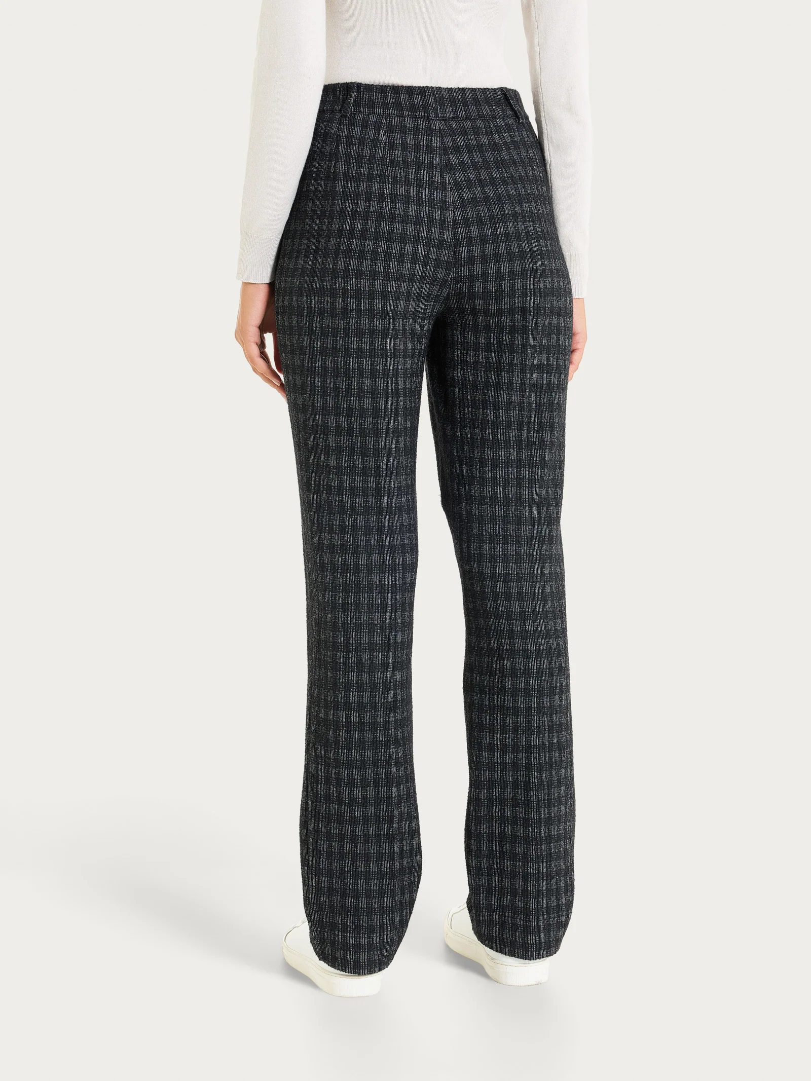 Pantalone dritto con tasche in Eco Jacquard misto lana - Fant.Nero - Image 4