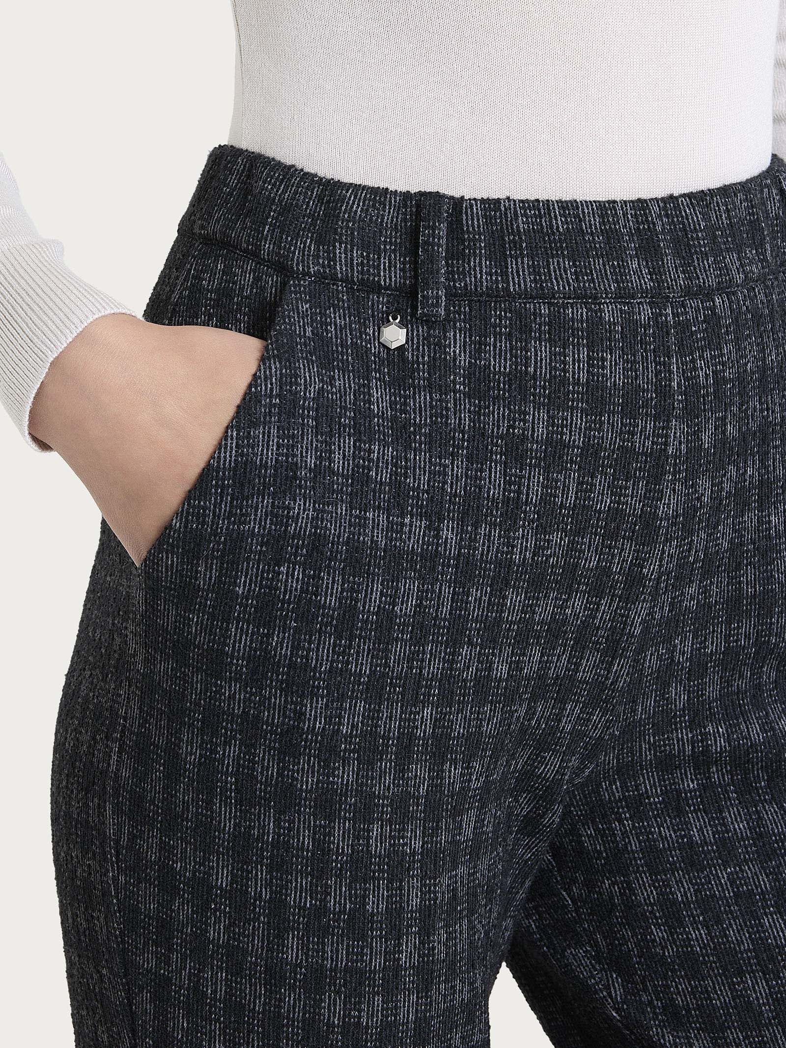 Pantalone dritto con tasche in Eco Jacquard misto lana - Fant.Nero - Image 5