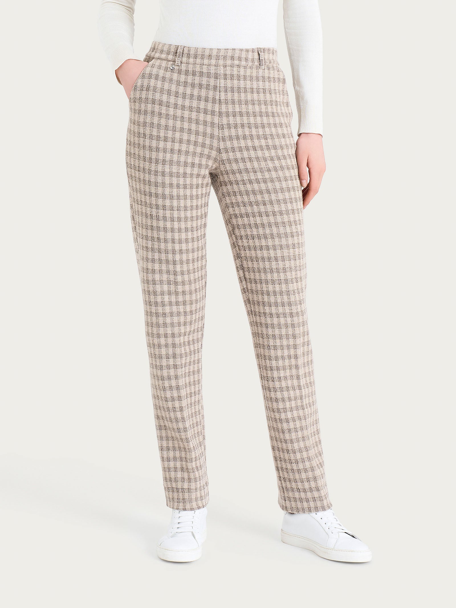 Pantalone dritto con tasche in Eco Jacquard misto lana - Fant. Pine Bark