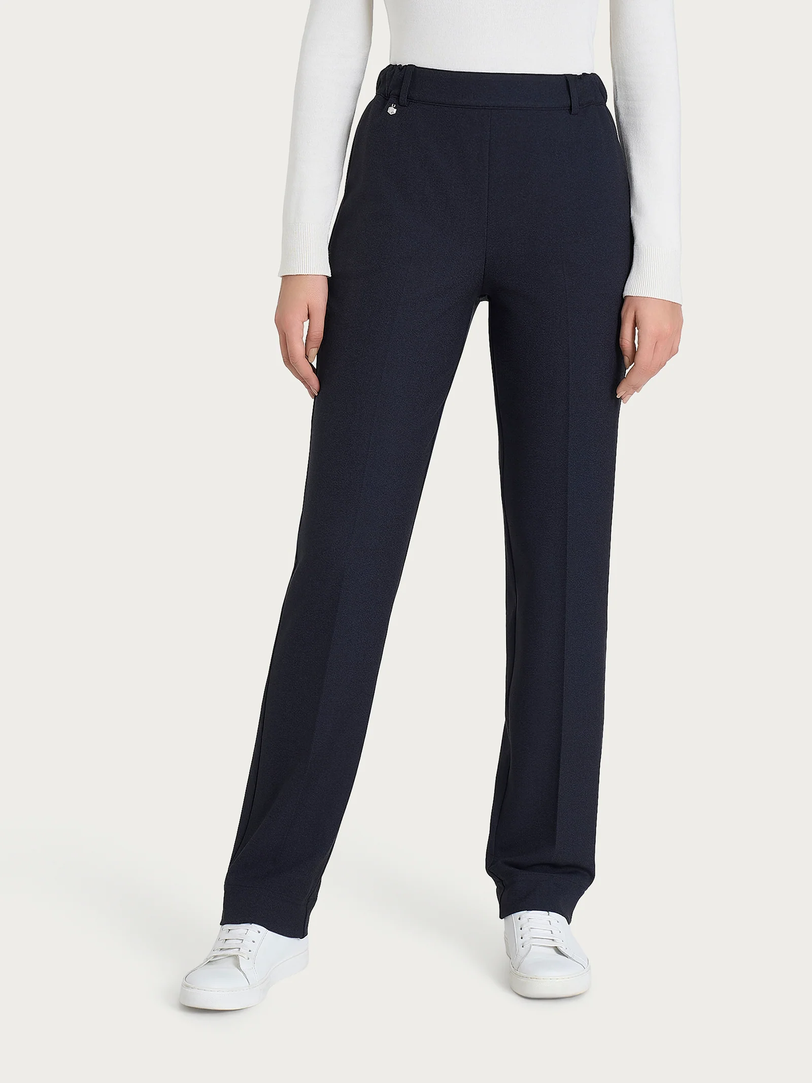 Pantalone dritto con tasche in Flannel Twill - Bleu Mel.