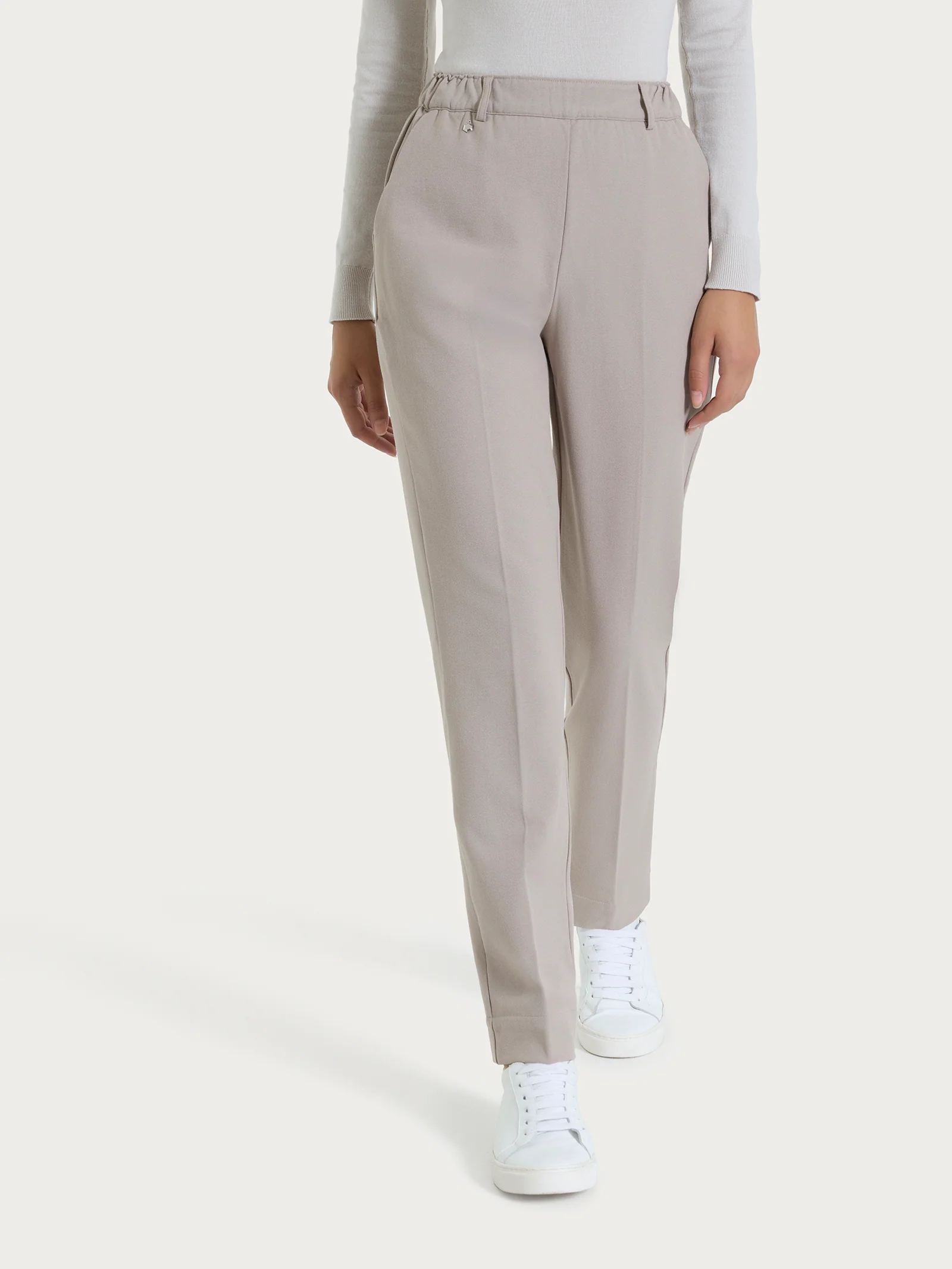 Pantalone dritto con tasche in Flannel Twill - Nude