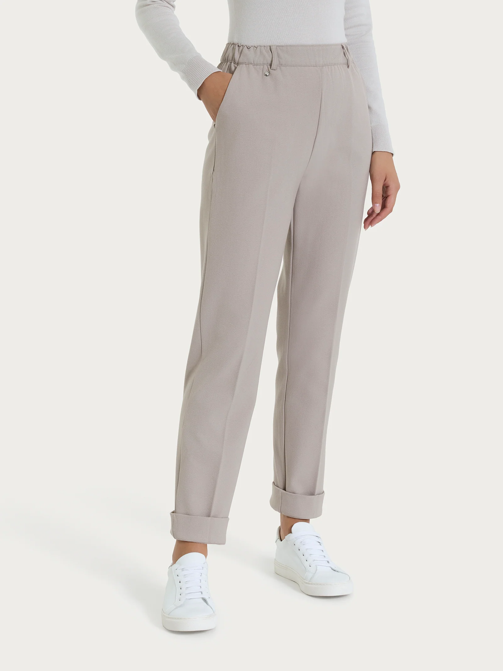 Pantalone dritto con tasche in Flannel Twill - Nude - Image 2