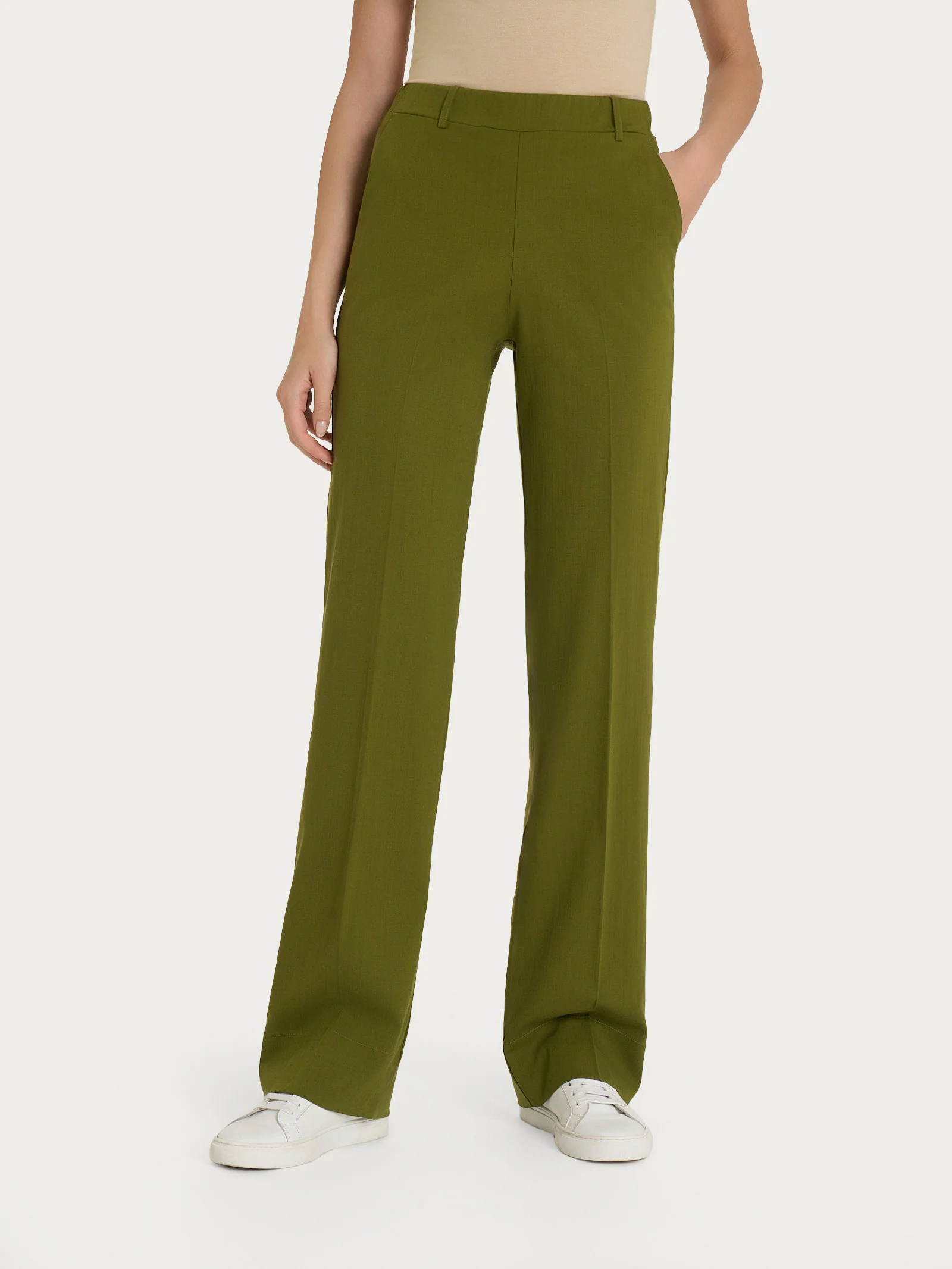 Pantalone dritto con tasche in Super Natural - Sphagnum