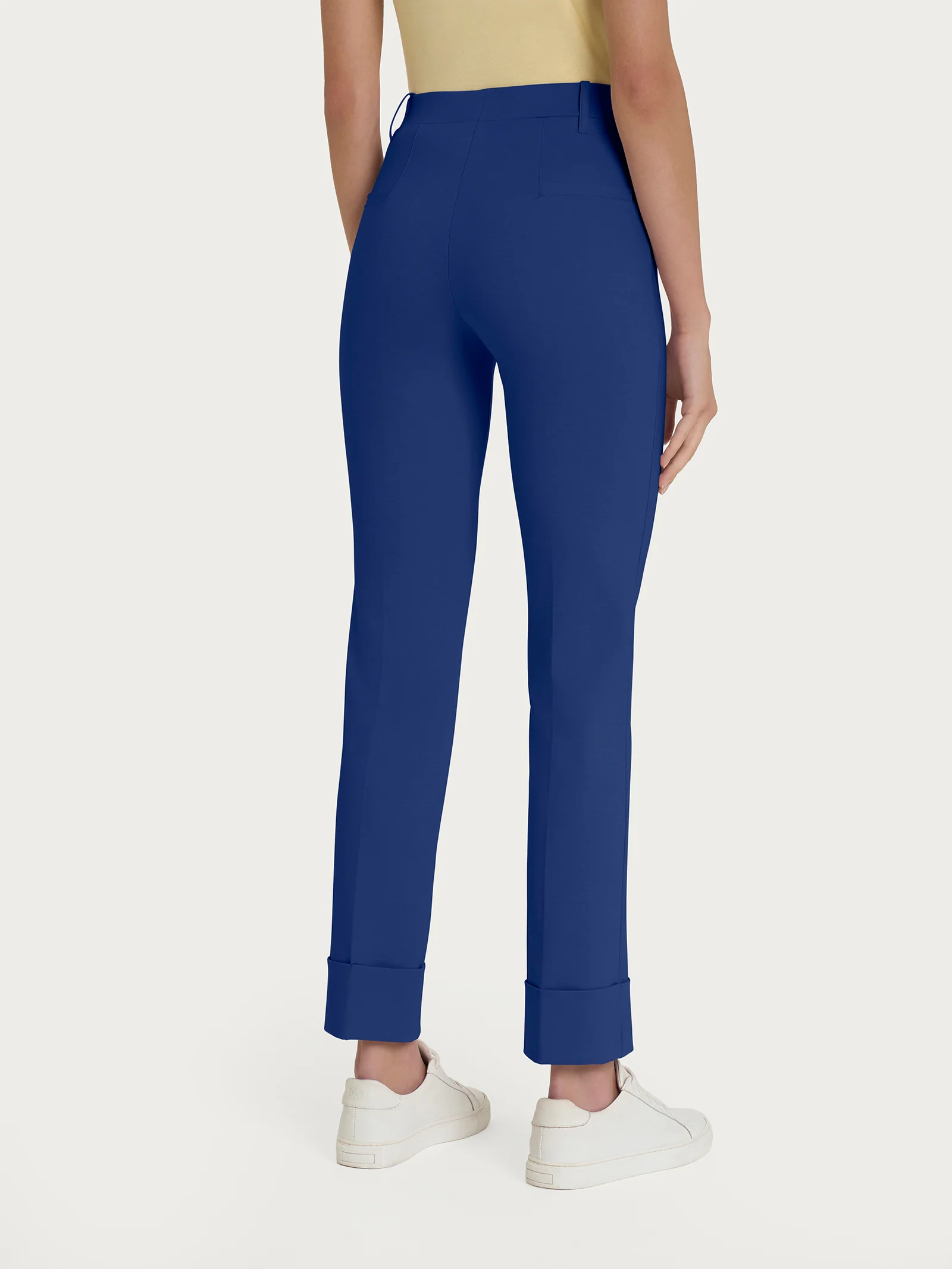 Pantalone slim dritto in Compact Light - Blueberry - Image 4