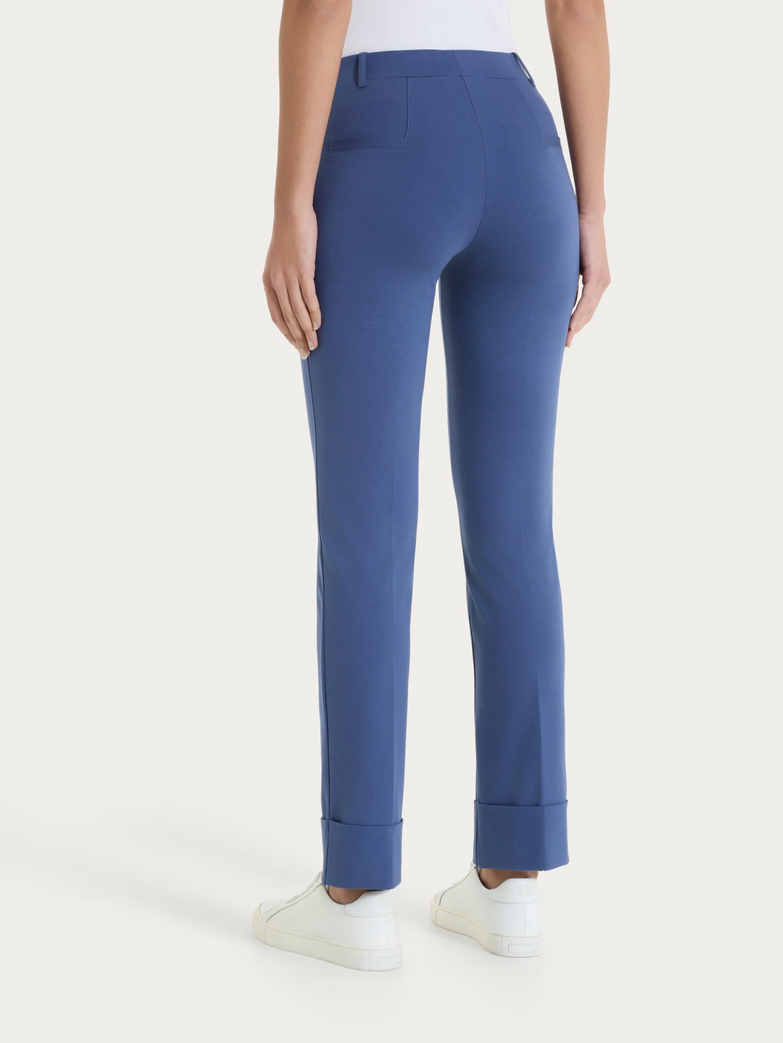 Pantalone slim dritto in Compact Light - Oceana - Image 2
