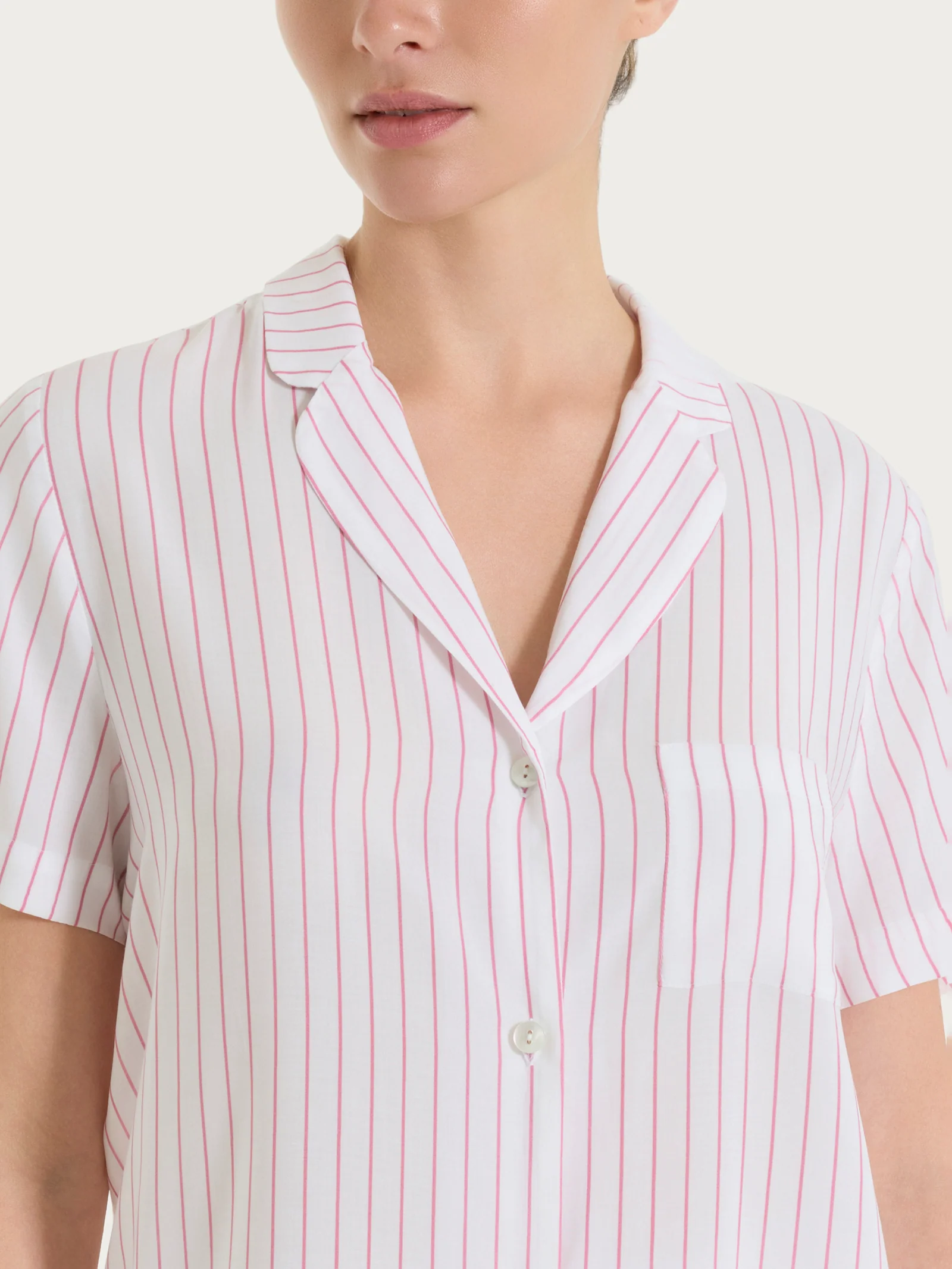 Pigiama corto a righe in Ecoseta - Fant. Cashmere Rose - Image 3