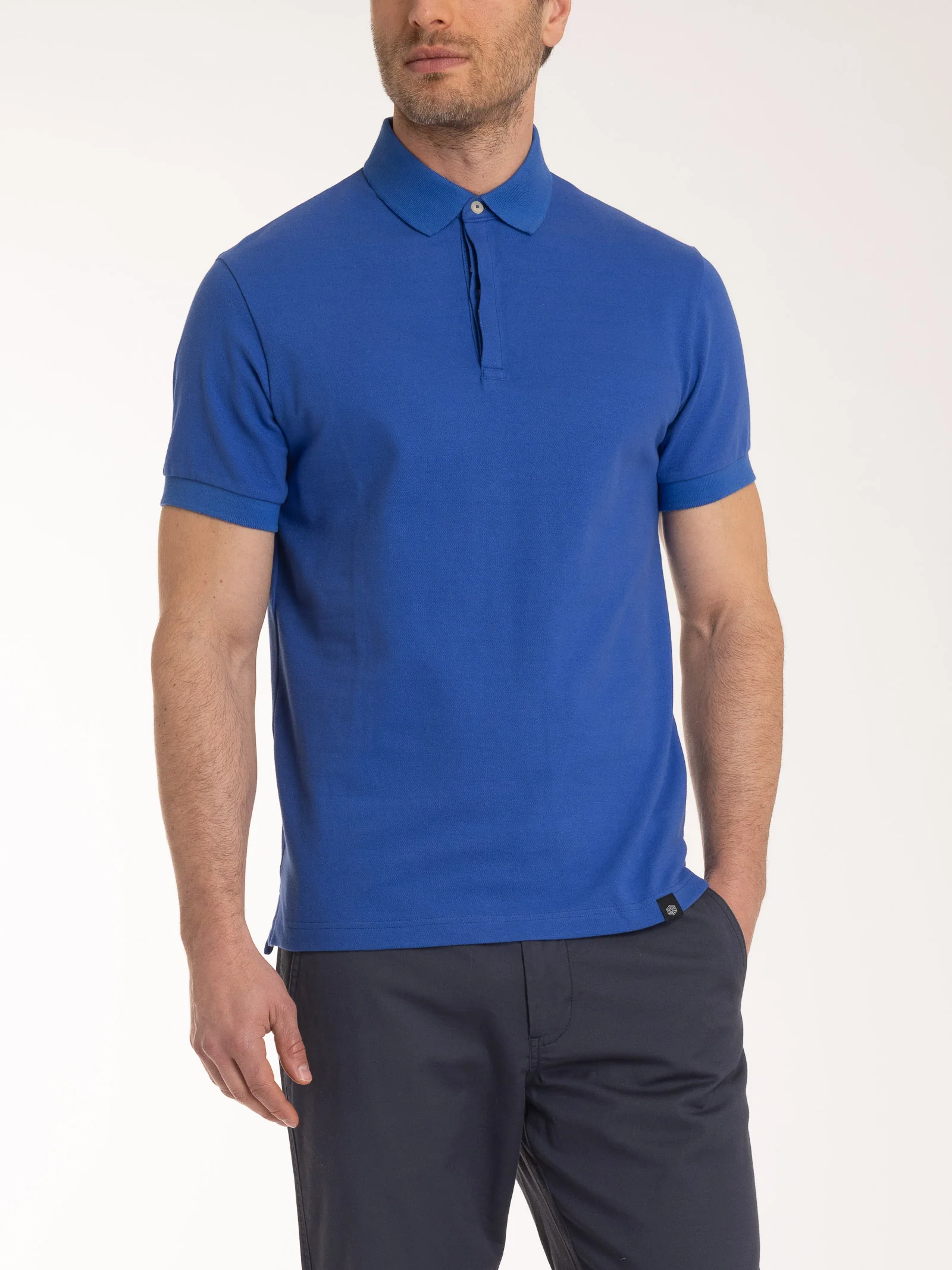 Polo in Eco Cotton Piquet Stretch - Dazzling Blue