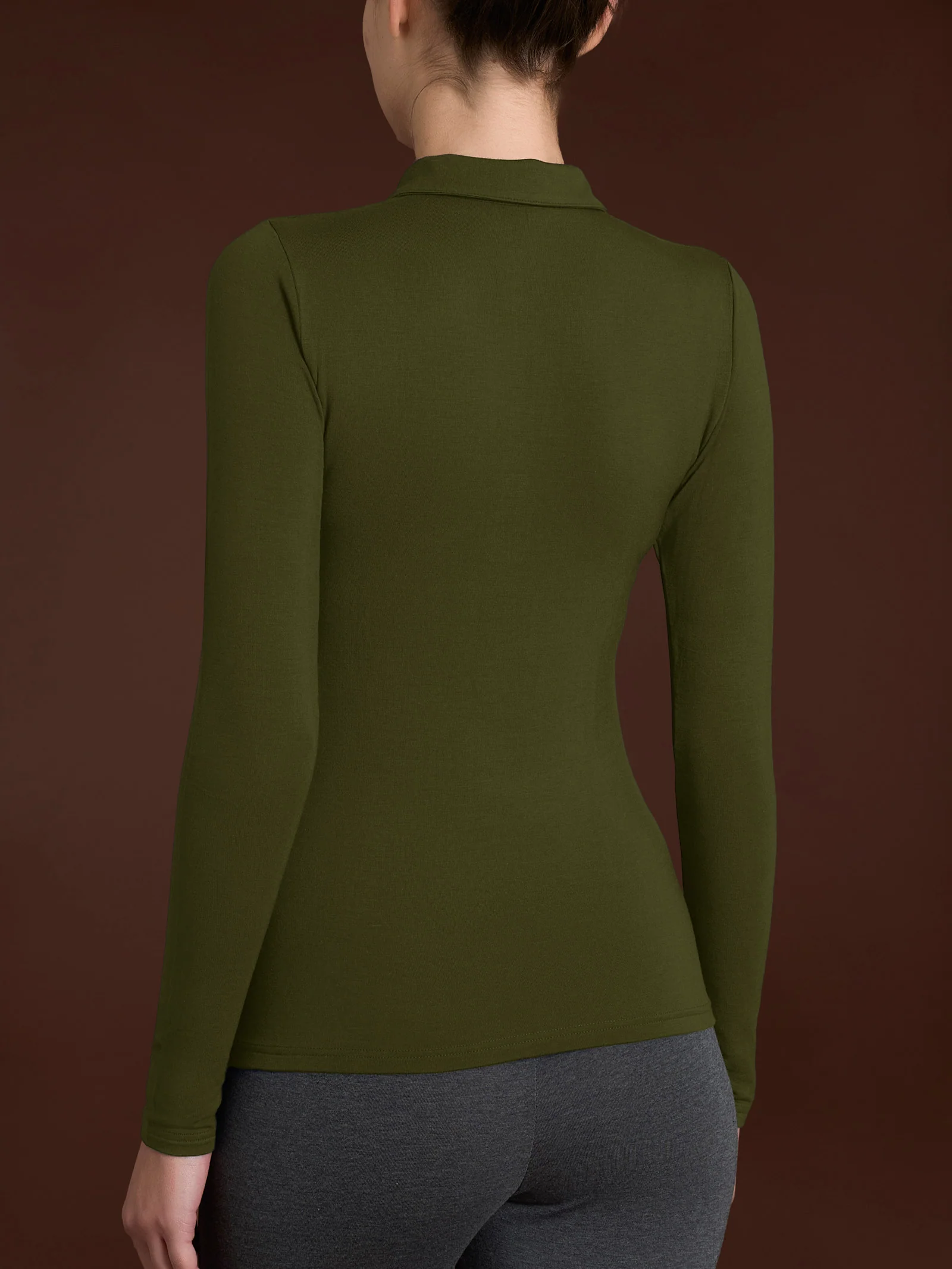 Polo in Eco Viscosa - Dark Olive - Image 2