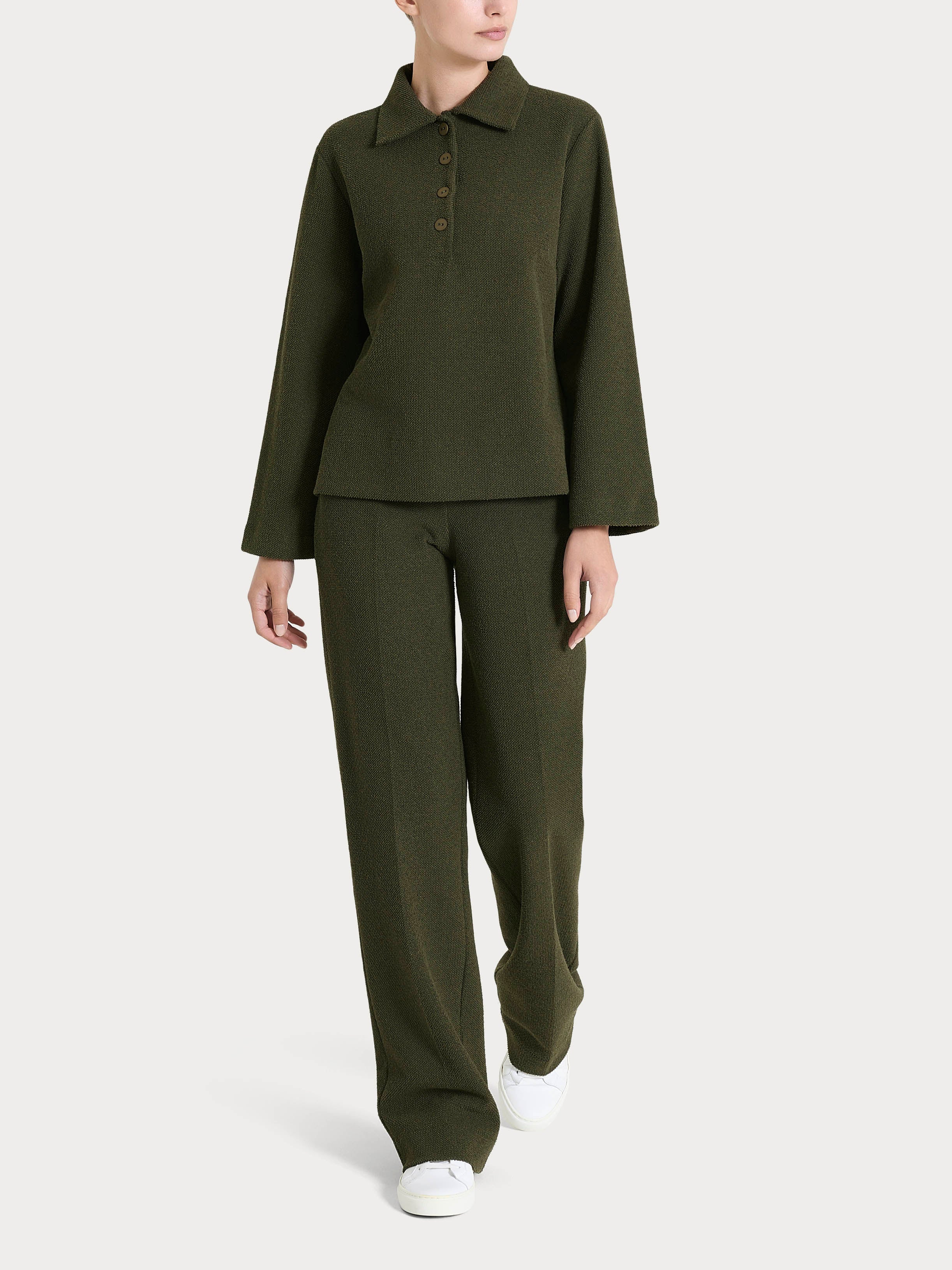 Polo in Japanese Fleece - Dark Olive - Image 4