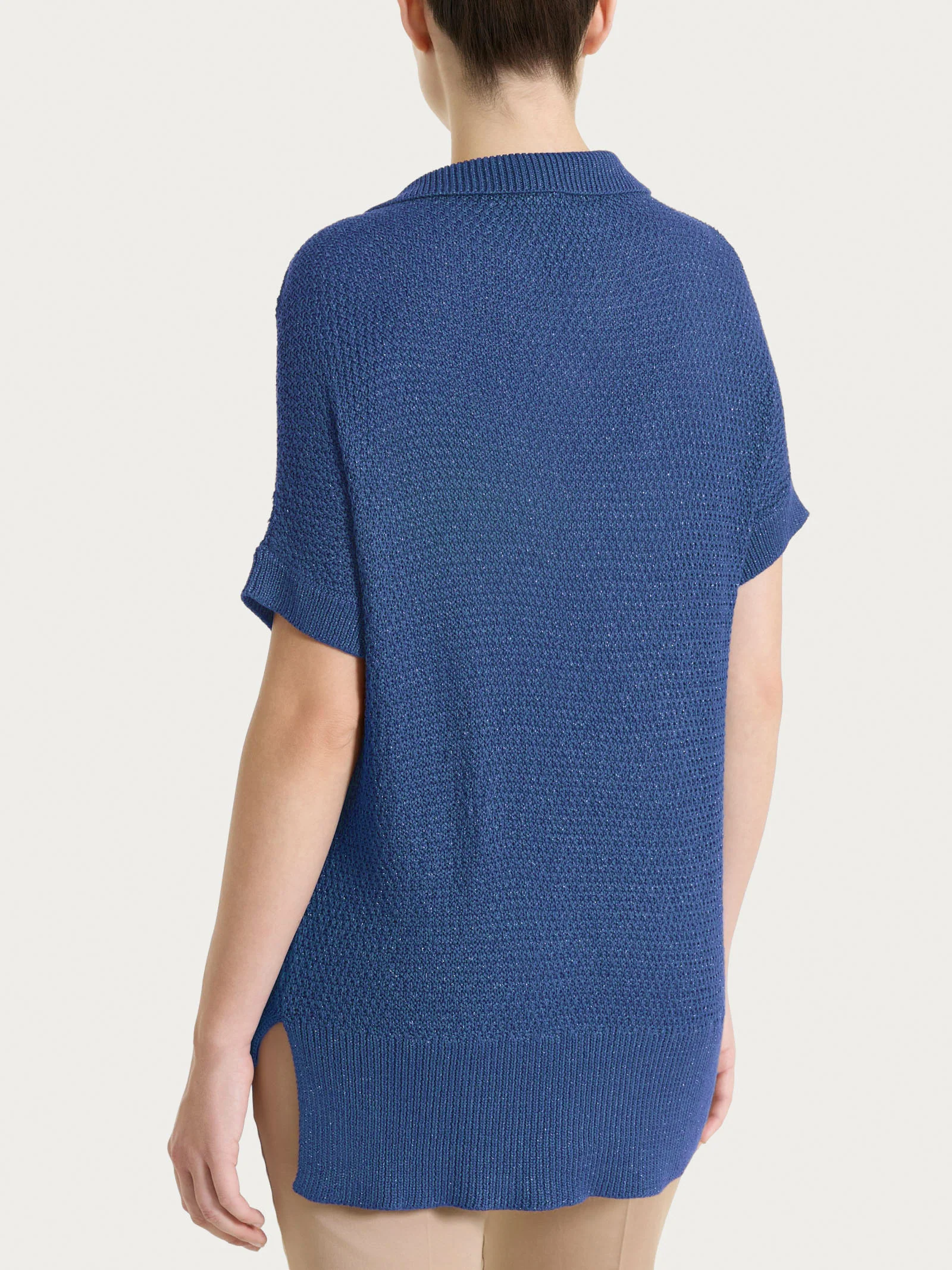 Polo in Lurex Rice Stitch - Oceana - Image 2