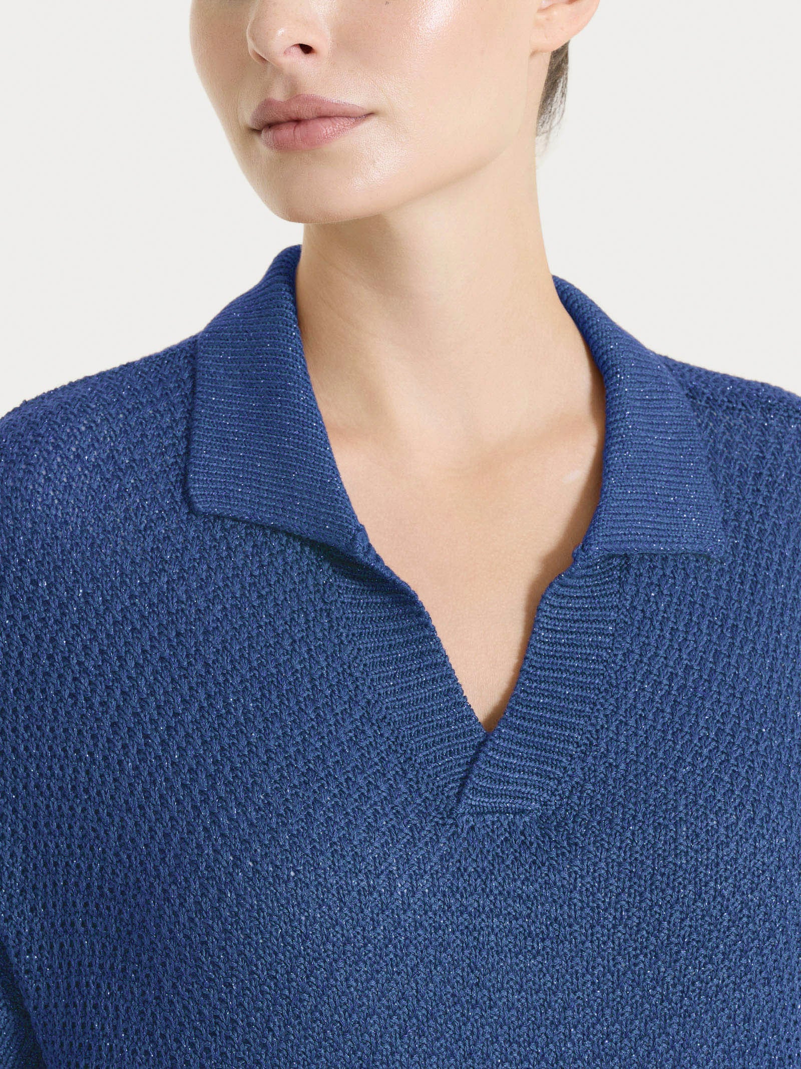 Polo in Lurex Rice Stitch - Oceana - Image 4