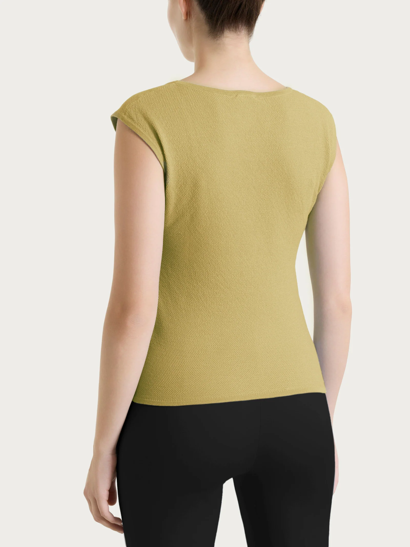 Smanicato in punto piquet di puro cotone - Khaki - Image 2