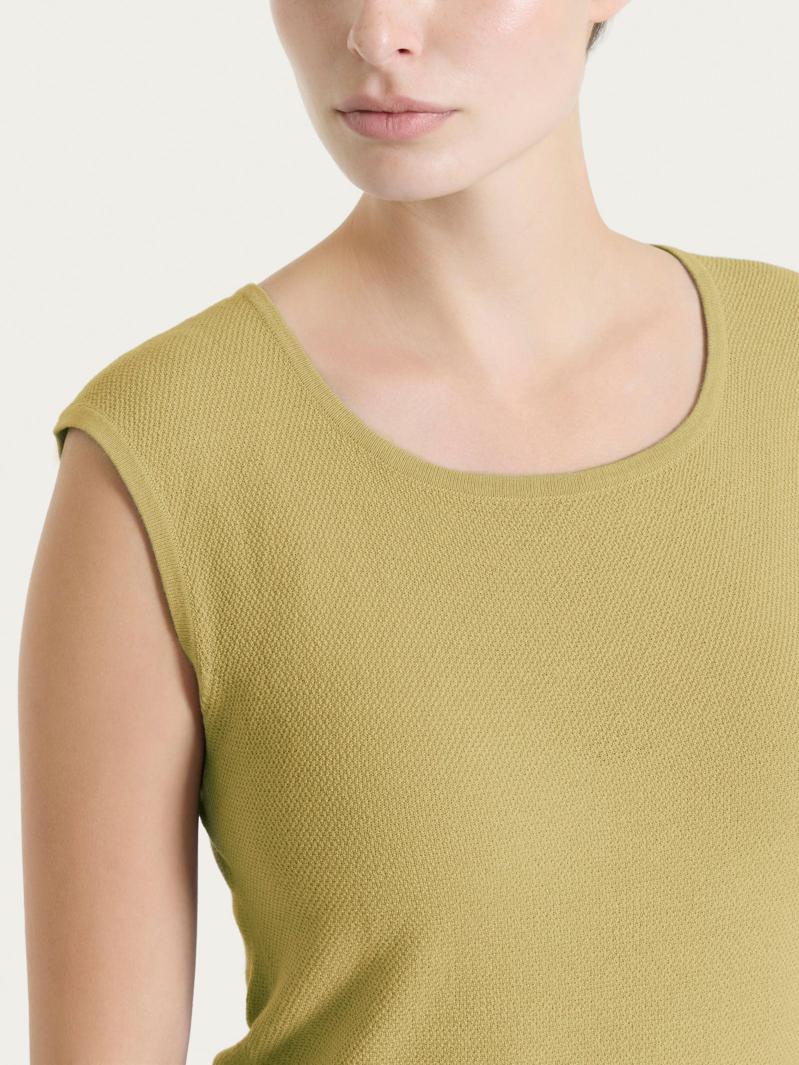 Smanicato in punto piquet di puro cotone - Khaki - Image 3