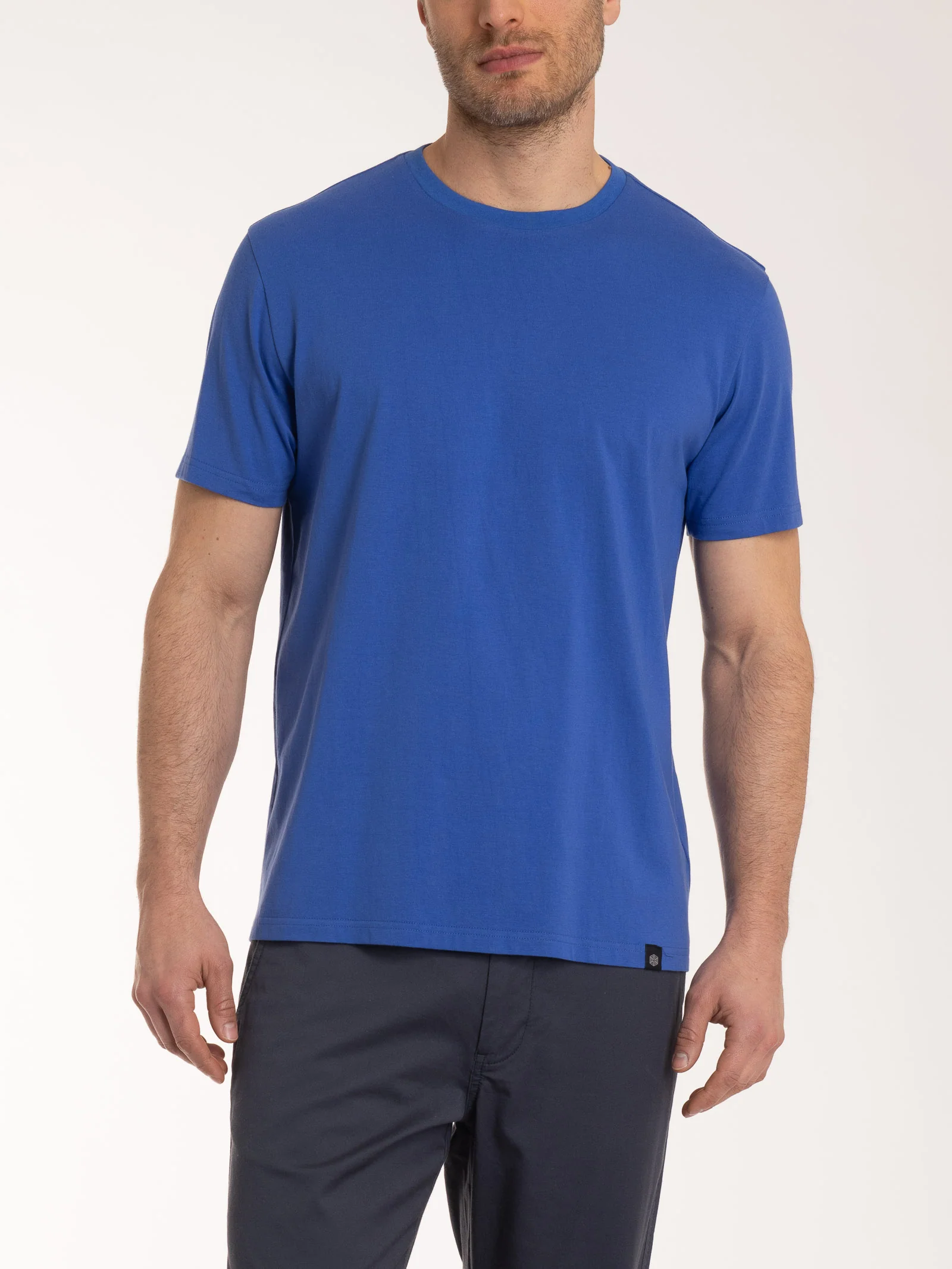 T-shirt girocollo in jersey di cotone - Dazzling Blue