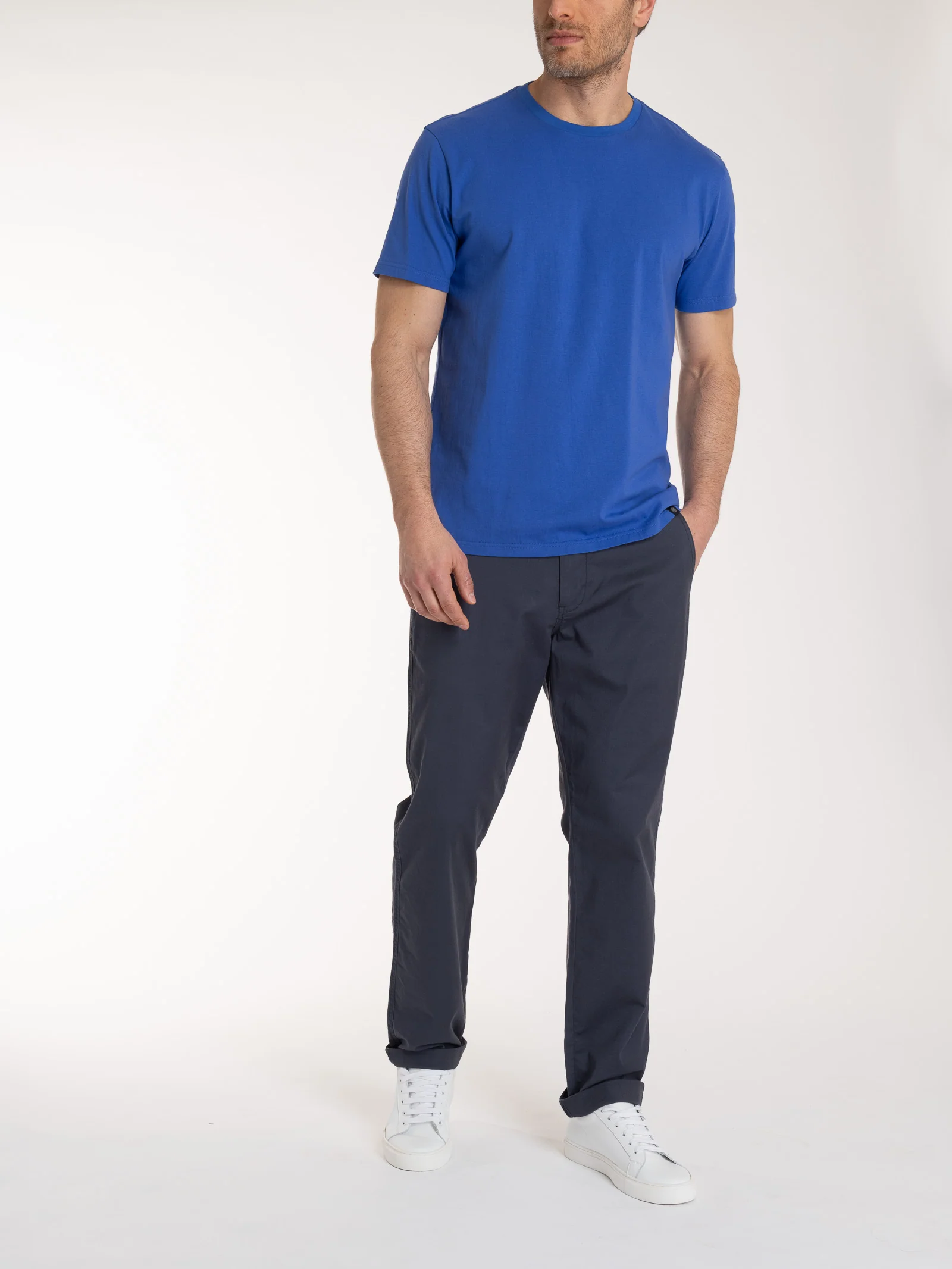 T-shirt girocollo in jersey di cotone - Dazzling Blue - Image 3
