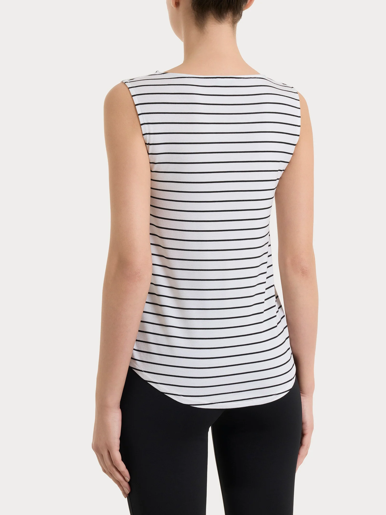 Top a righe con spalla larga in Summer Light Piquet - Fant.Bianco - Image 2